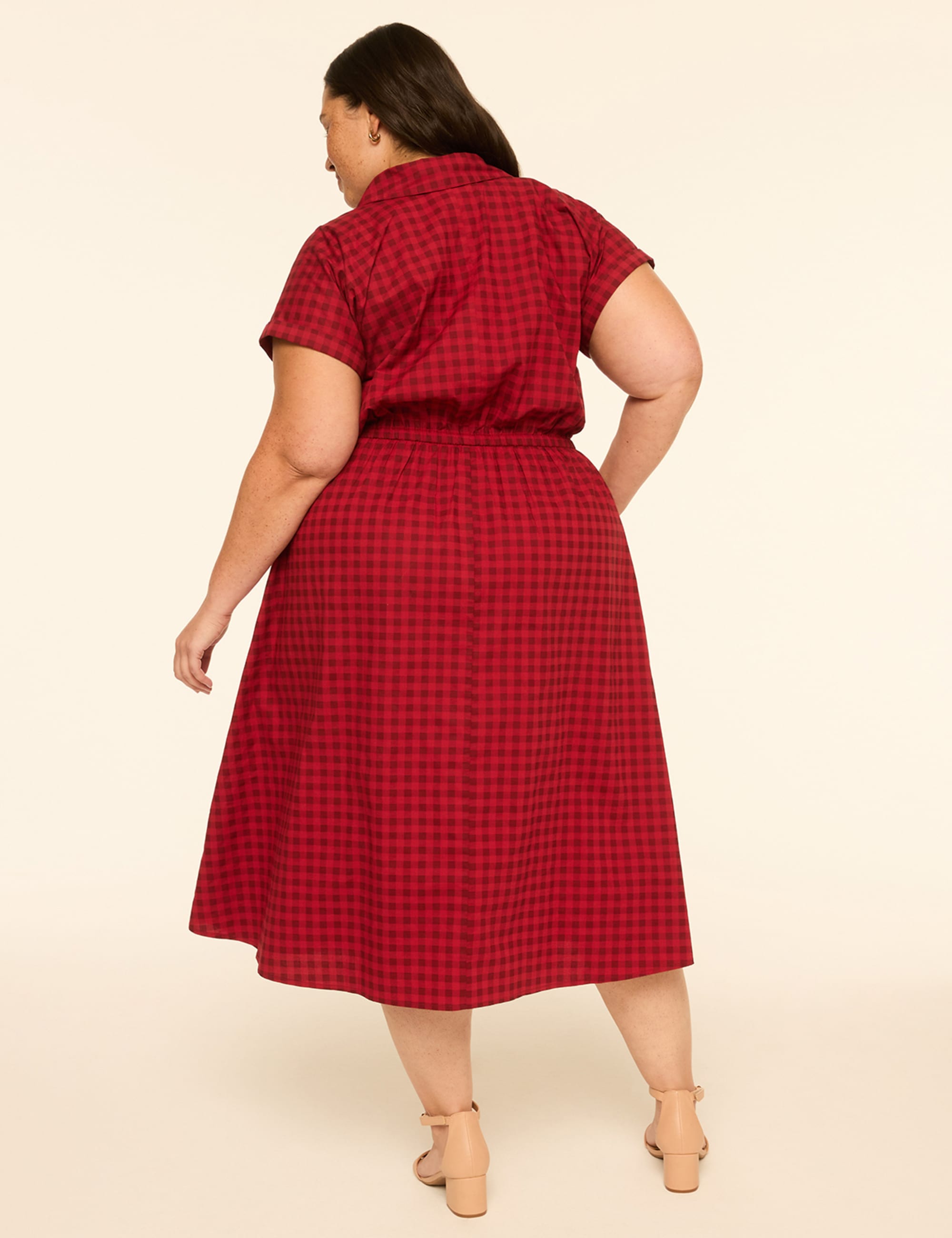 Collared Button-Front Midi Dress