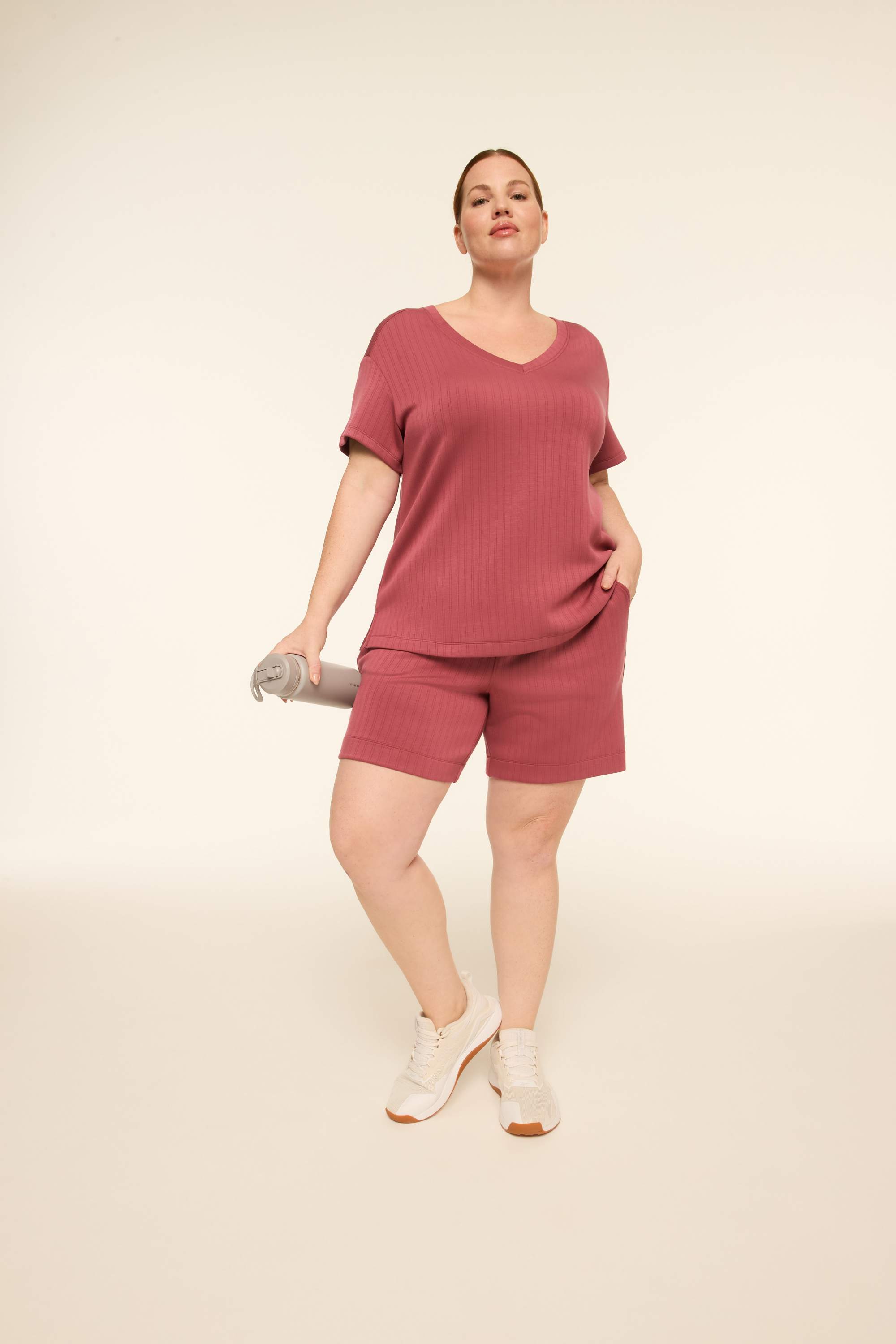 LIVI Wide Rib Journey V-Neck Top
