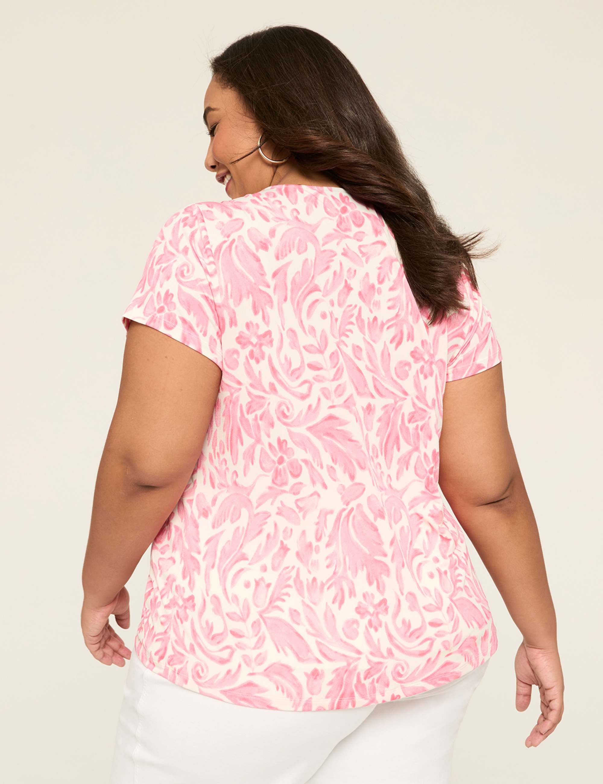 Cap-Sleeve Pleat-Front Top