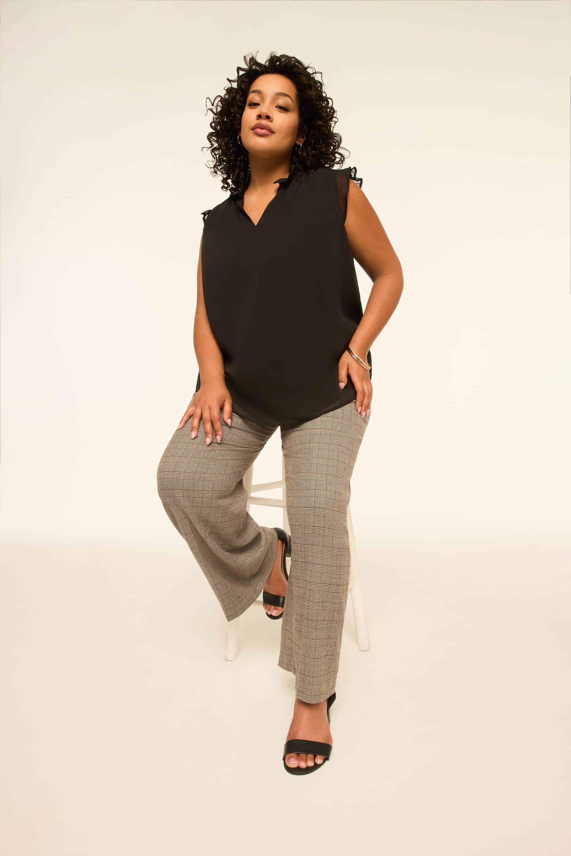 Perfect Drape High-Rise Wide Leg Plaid Pant