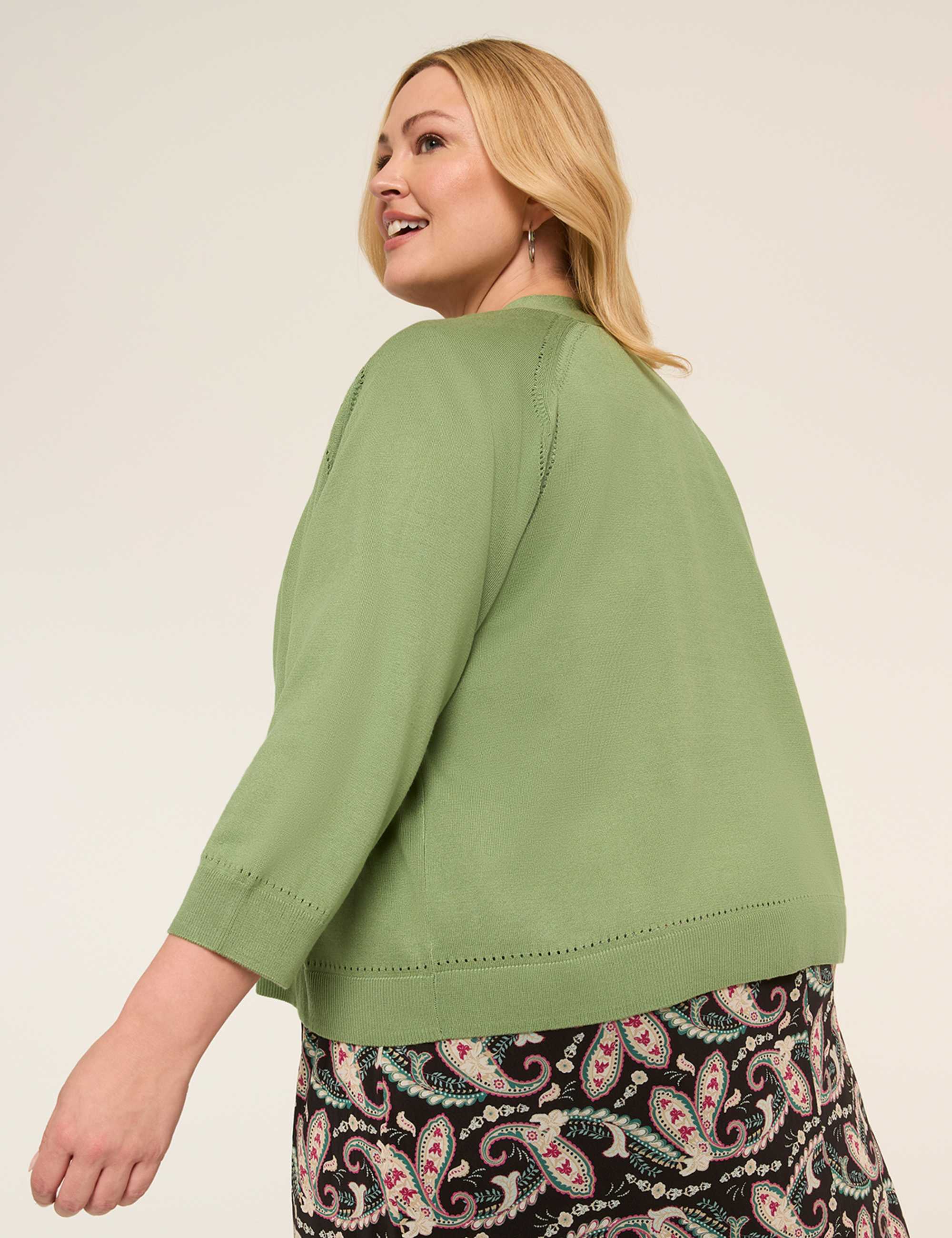 3/4-Sleeve Open-Front Shrug