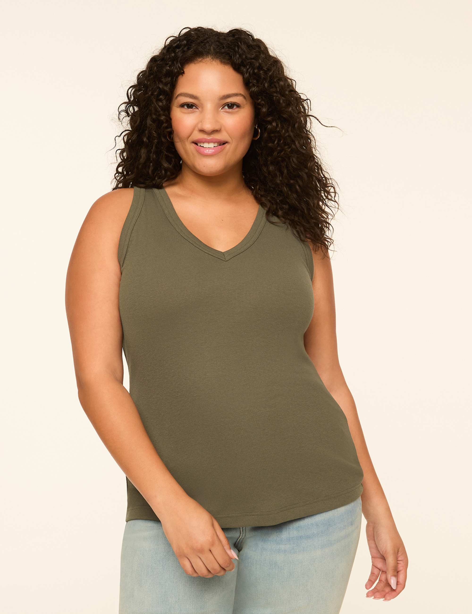 Deep V-Neck Rib Layering Tank