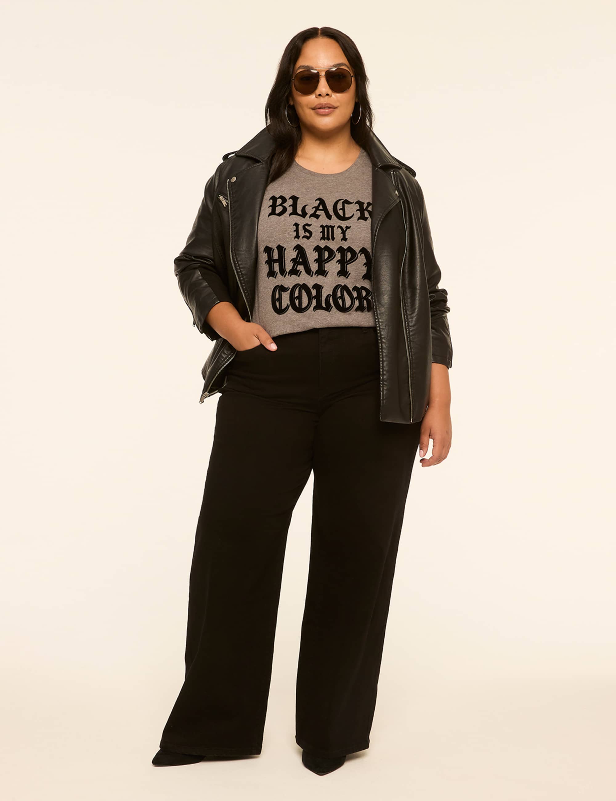 Flocked Black Is My Happy Color Graphic Tee