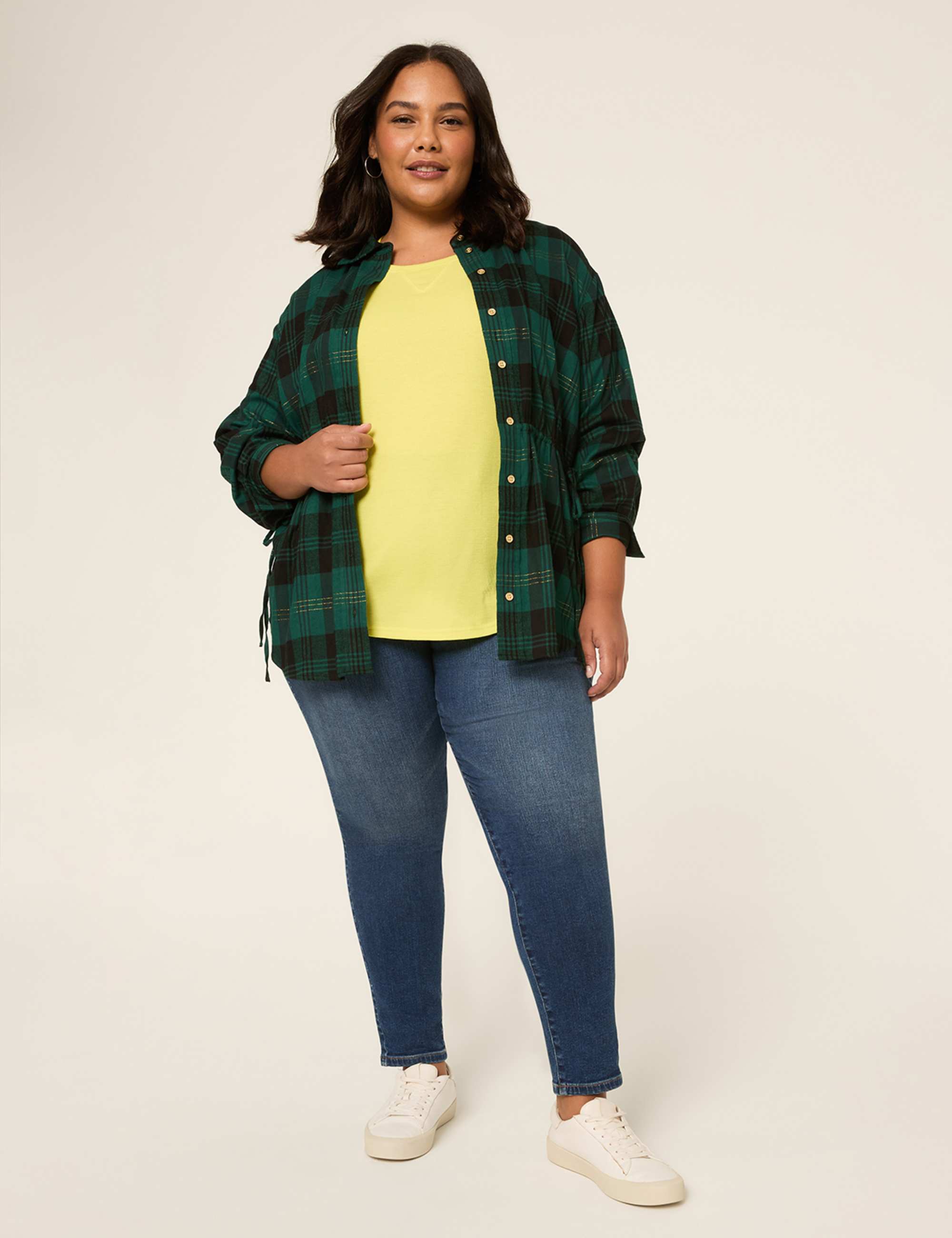 Waffle Knit Curved-Hem Tee