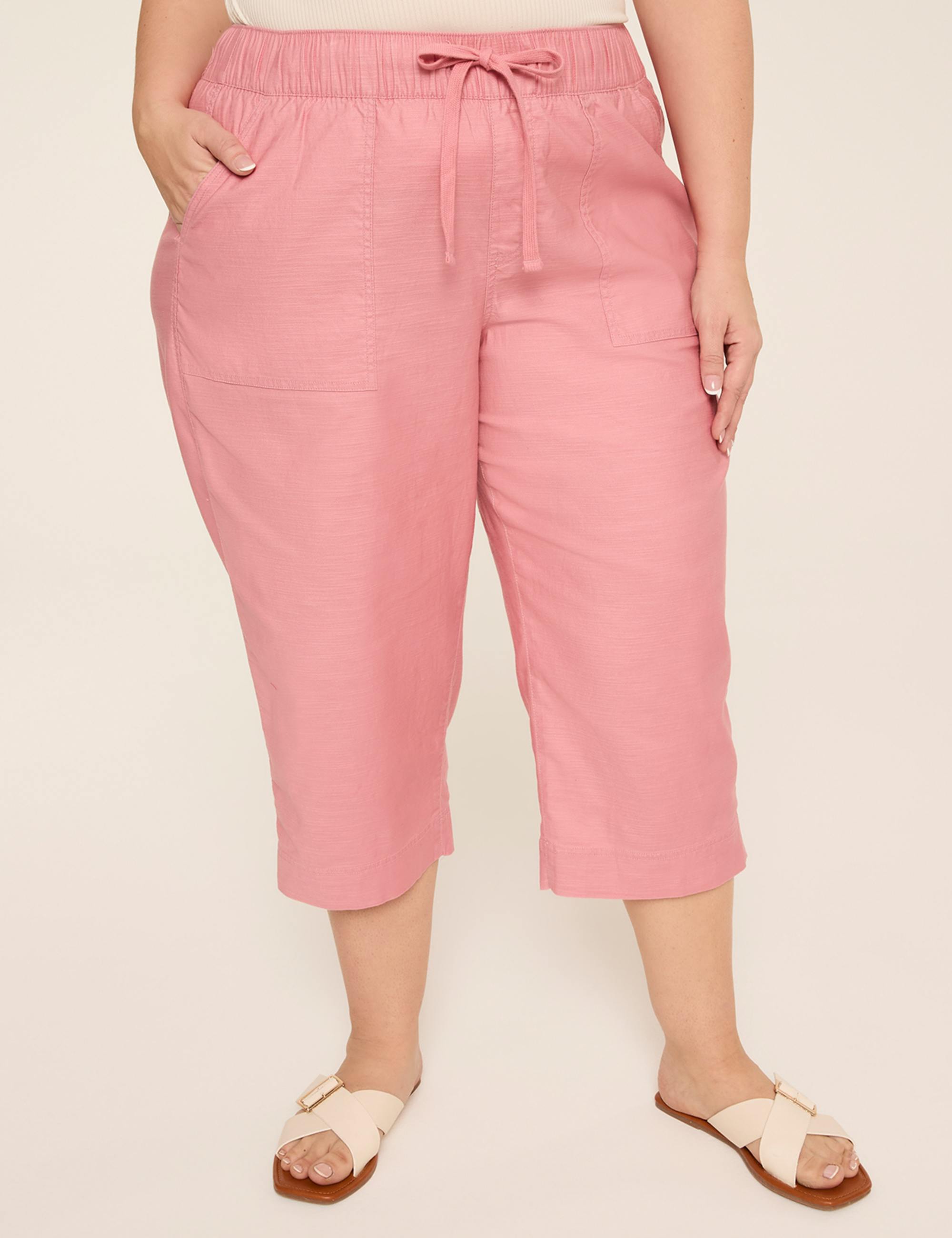 Slub Pull-On Capri Pant