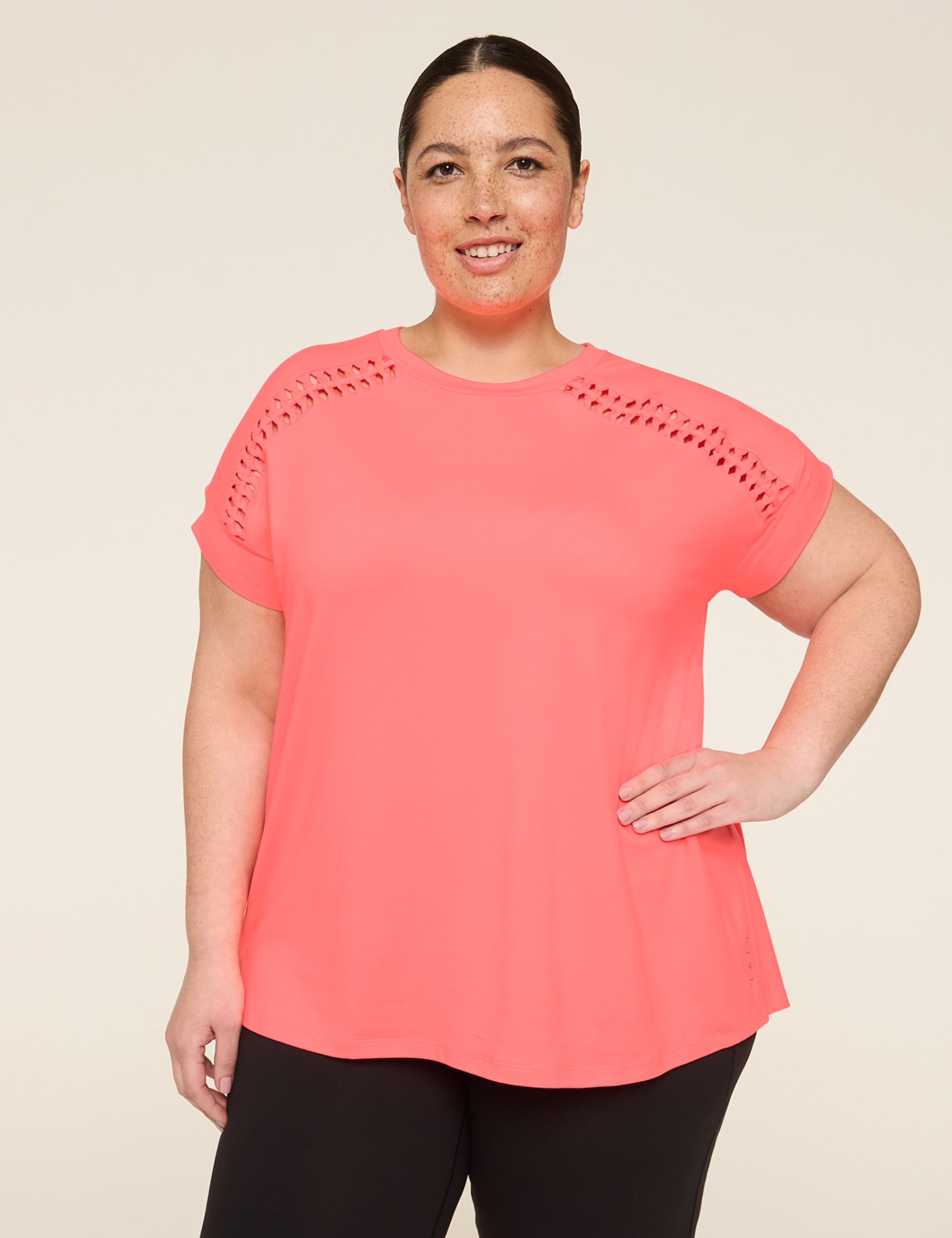 LIVI Soft Macrame-Detail Crew-Neck Tee