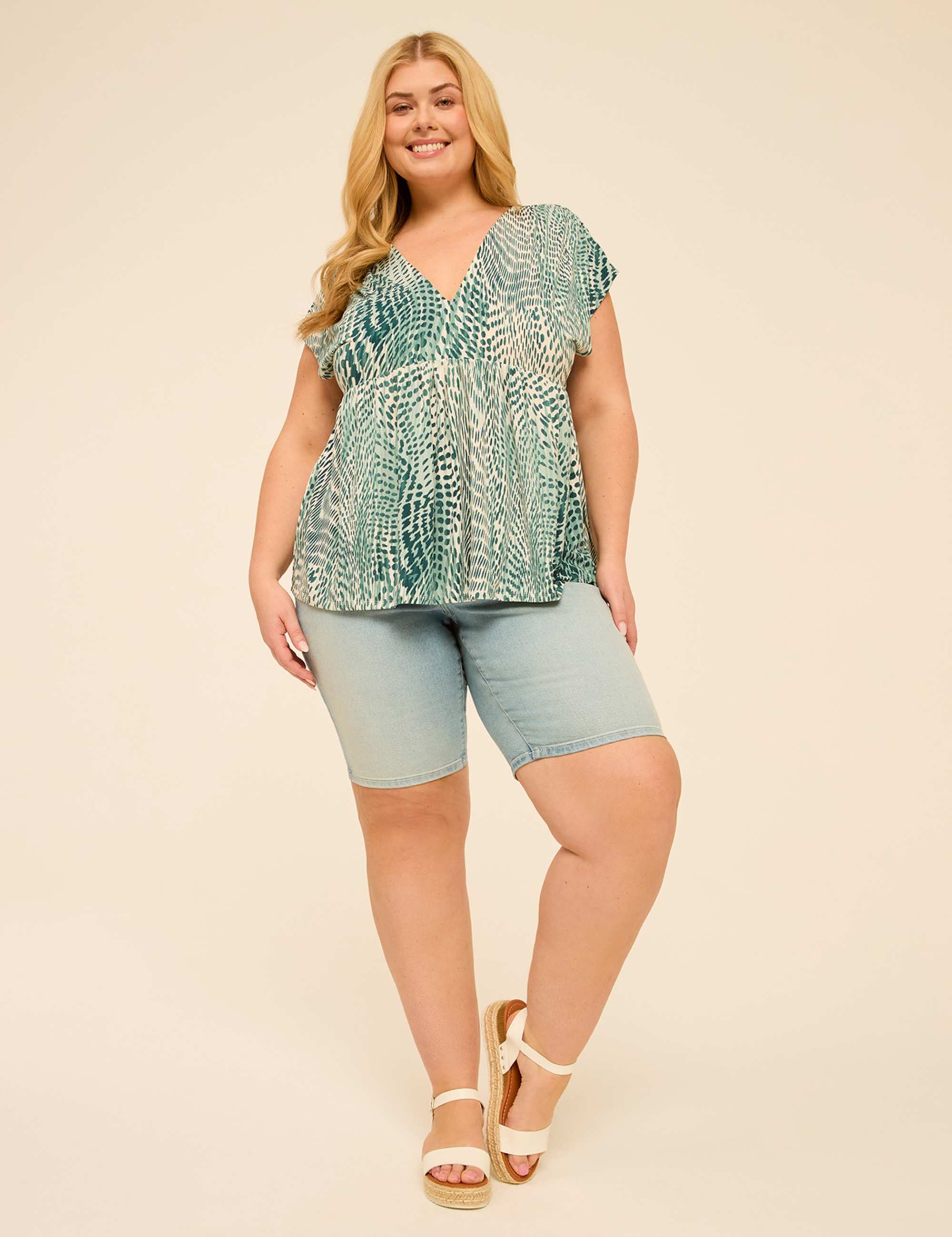 Cap-Sleeve Babydoll Top