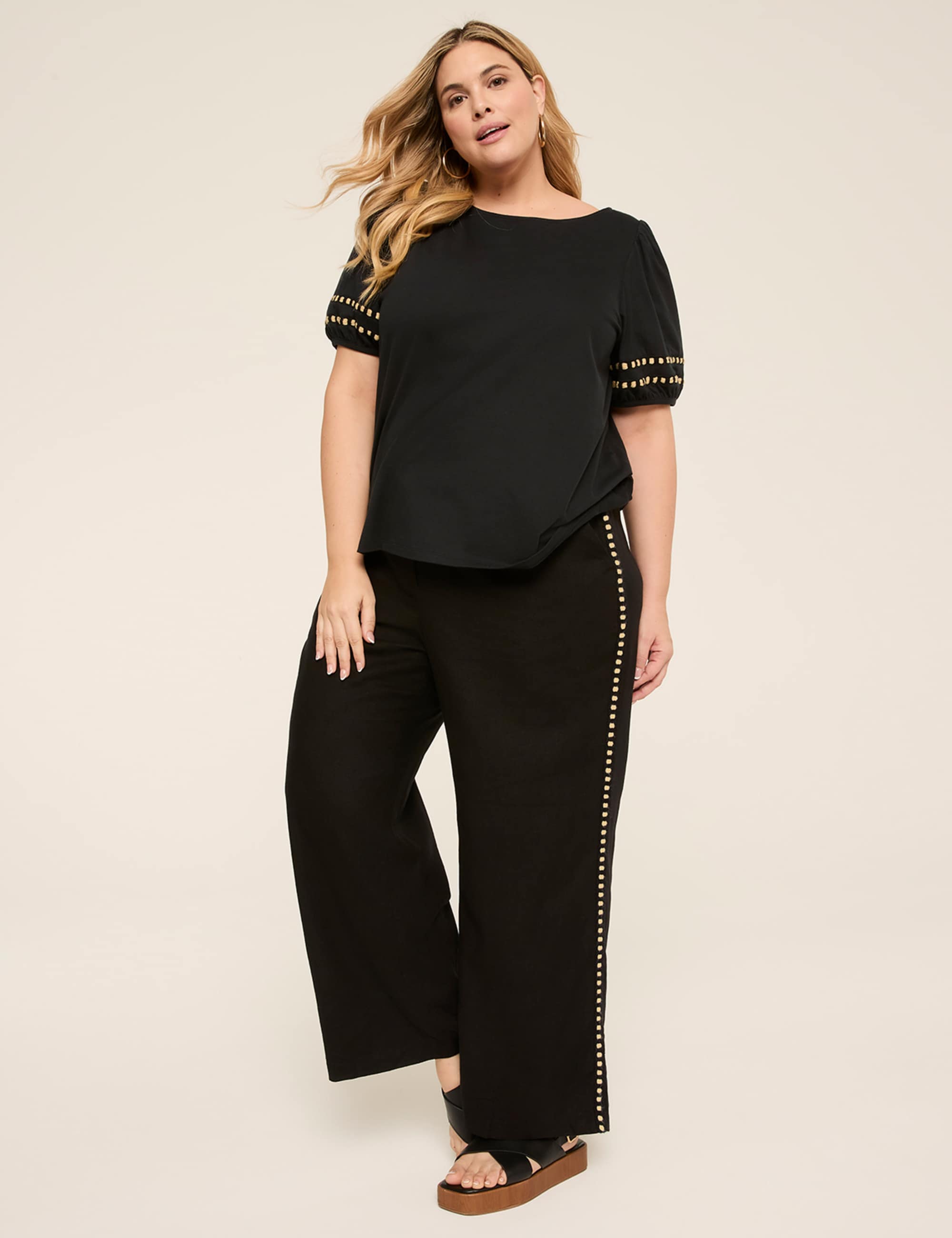 Linen-Blend Wide Leg Pant