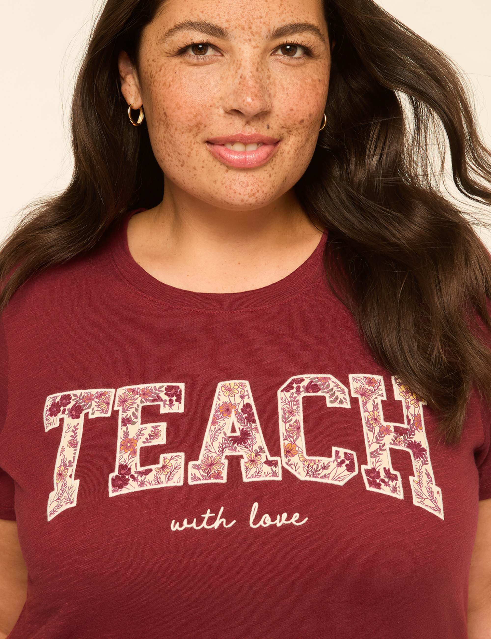 Embroidered Teach With Love Graphic Tee