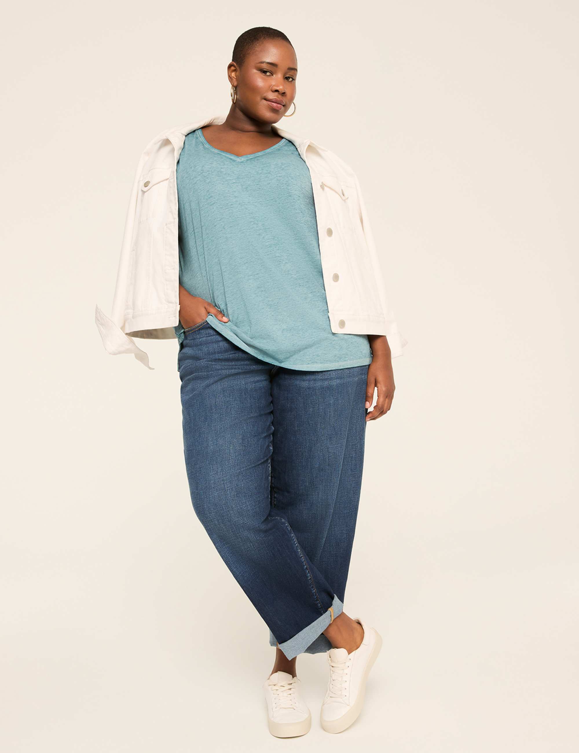 Dolman-Sleeve V-Neck Tee