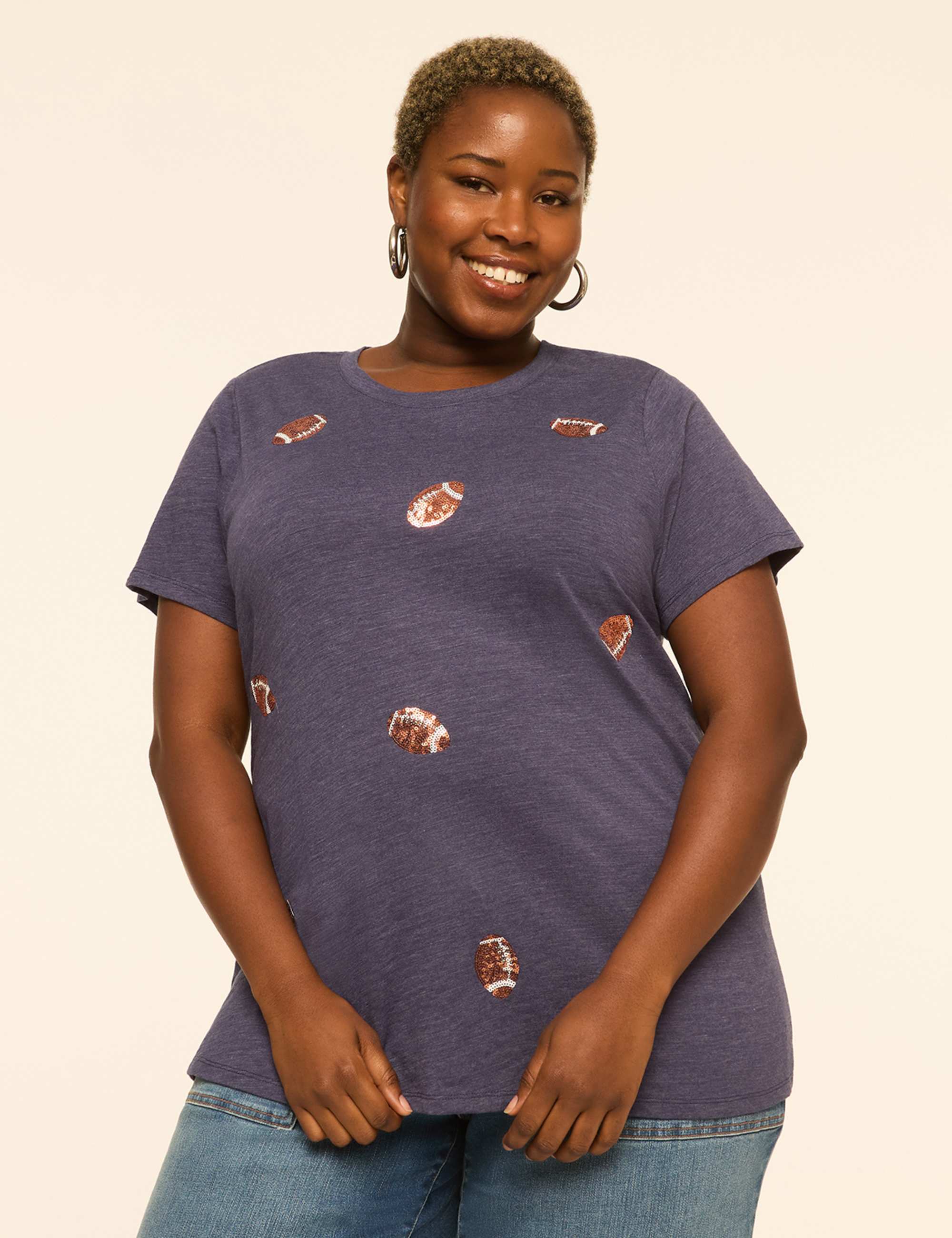 Sequin Footballs Graphic Tee