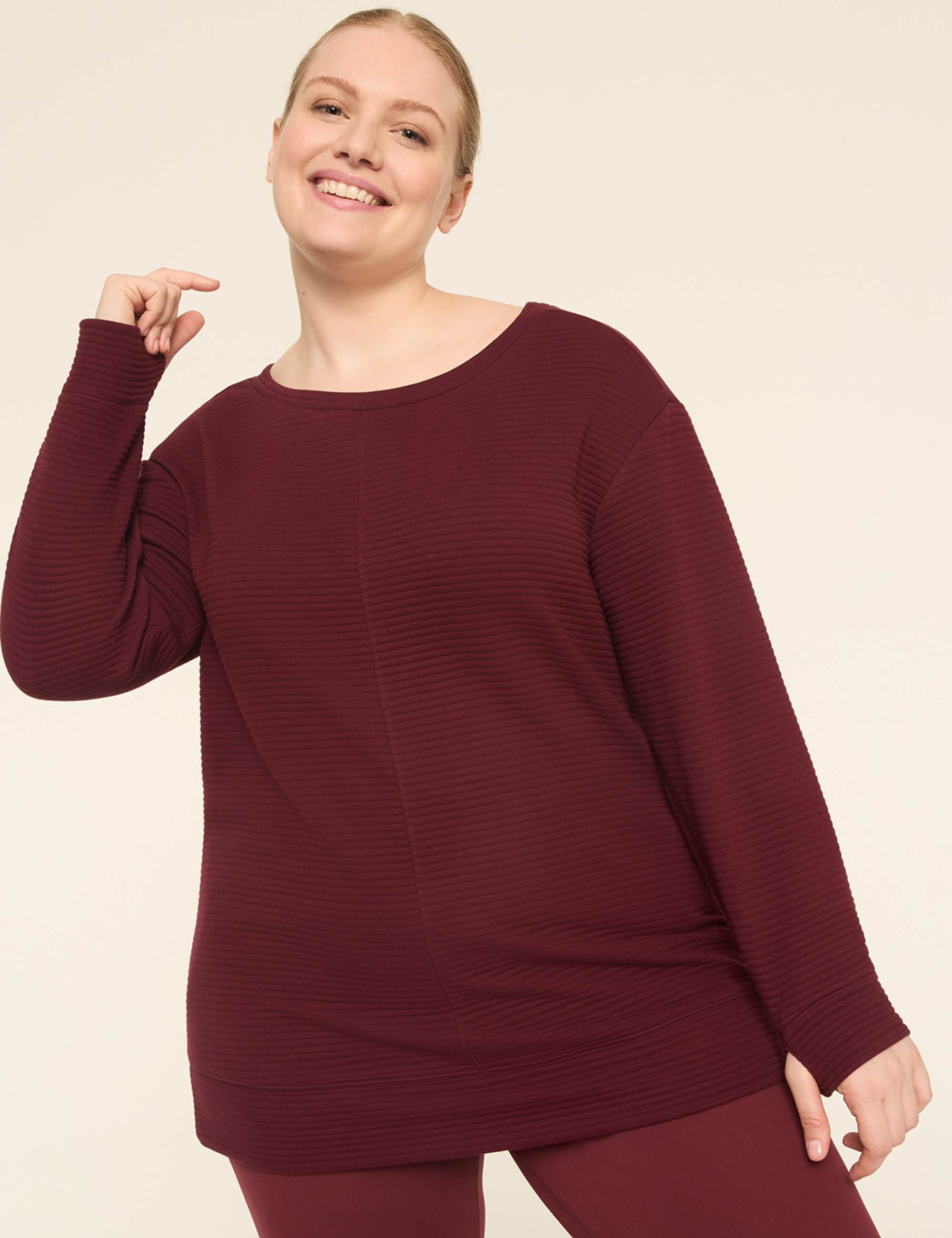 LIVI Long-Sleeve Boatneck Textured Top