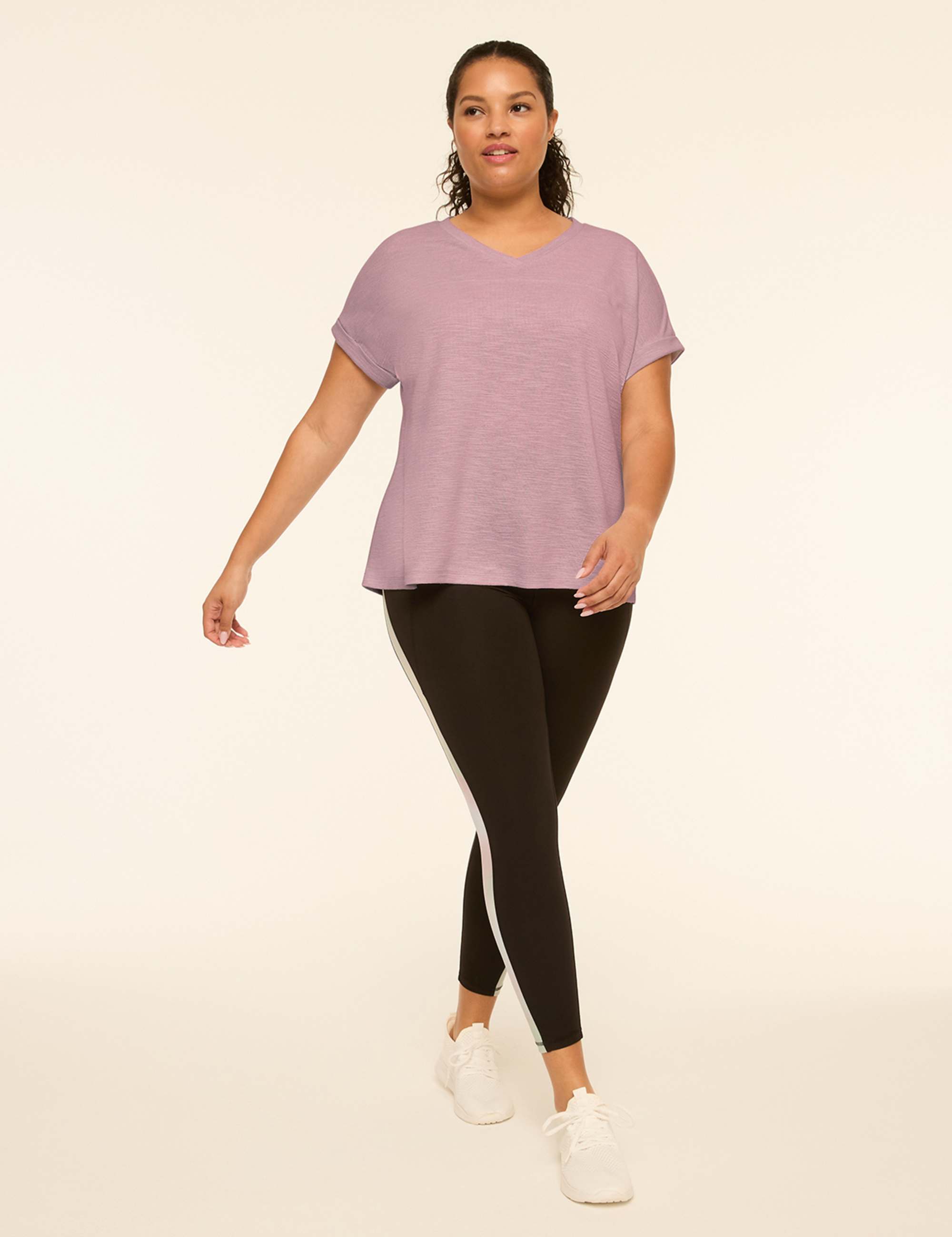 LIVI Textured V-Neck Top