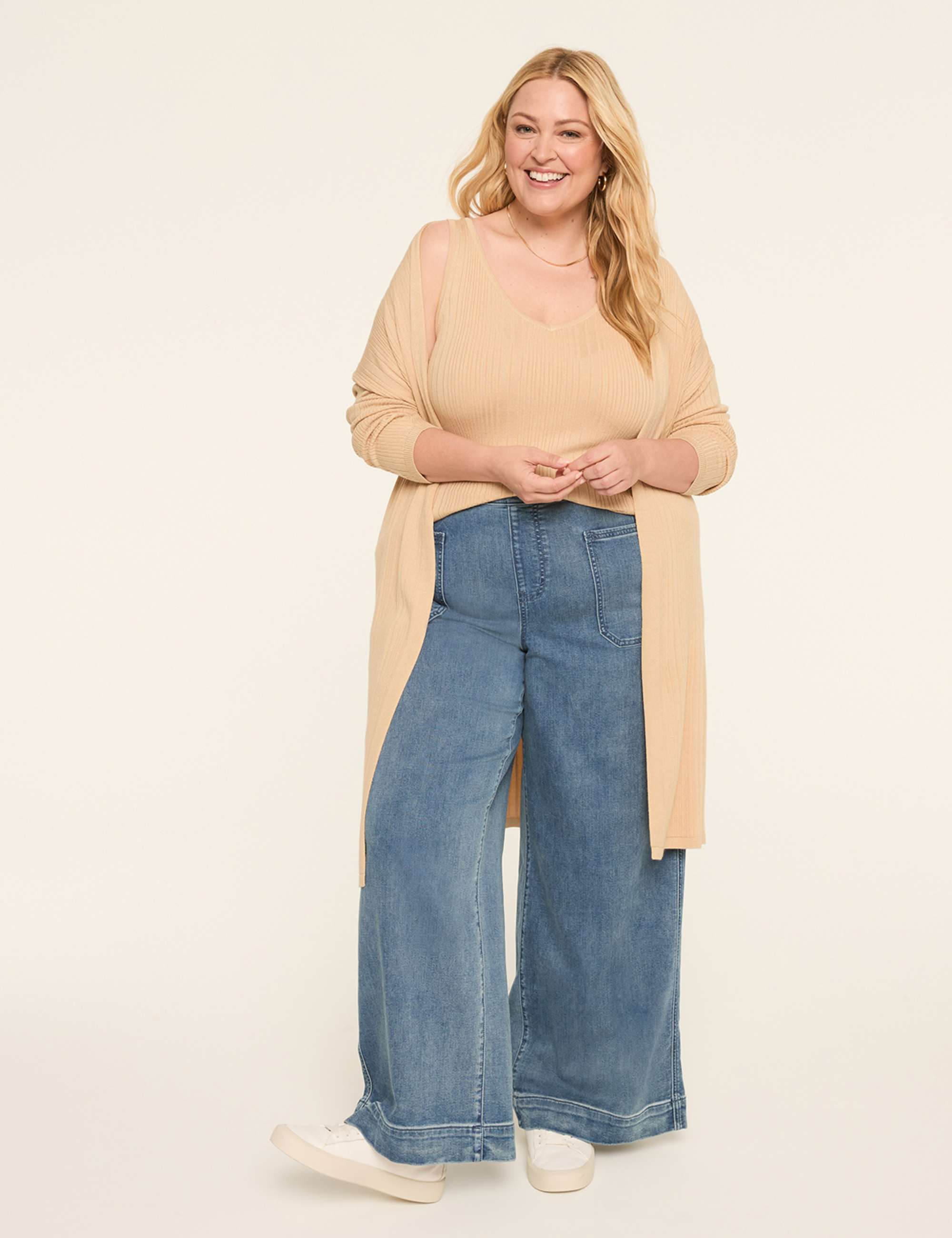 Cloud Knit Pull-On High-Rise Wide Leg Jean
