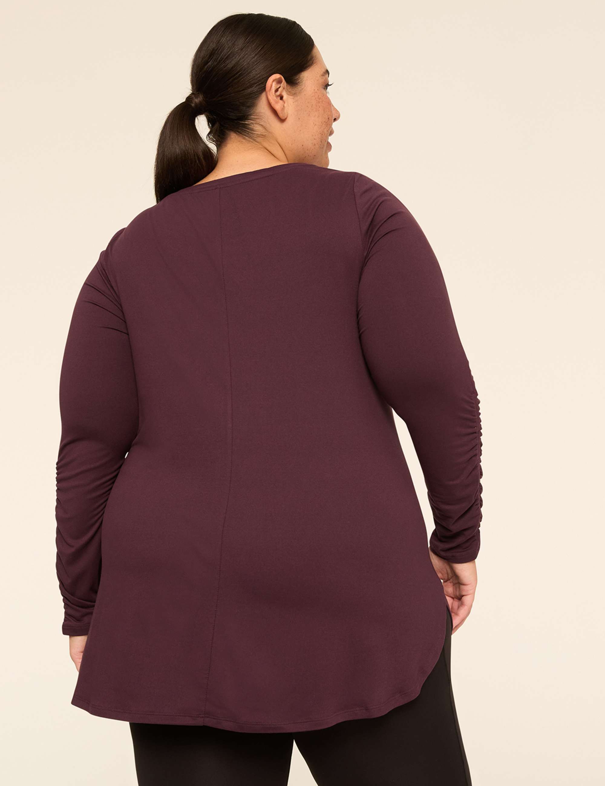 LIVI Soft Boatneck Ruched-Sleeve Tunic