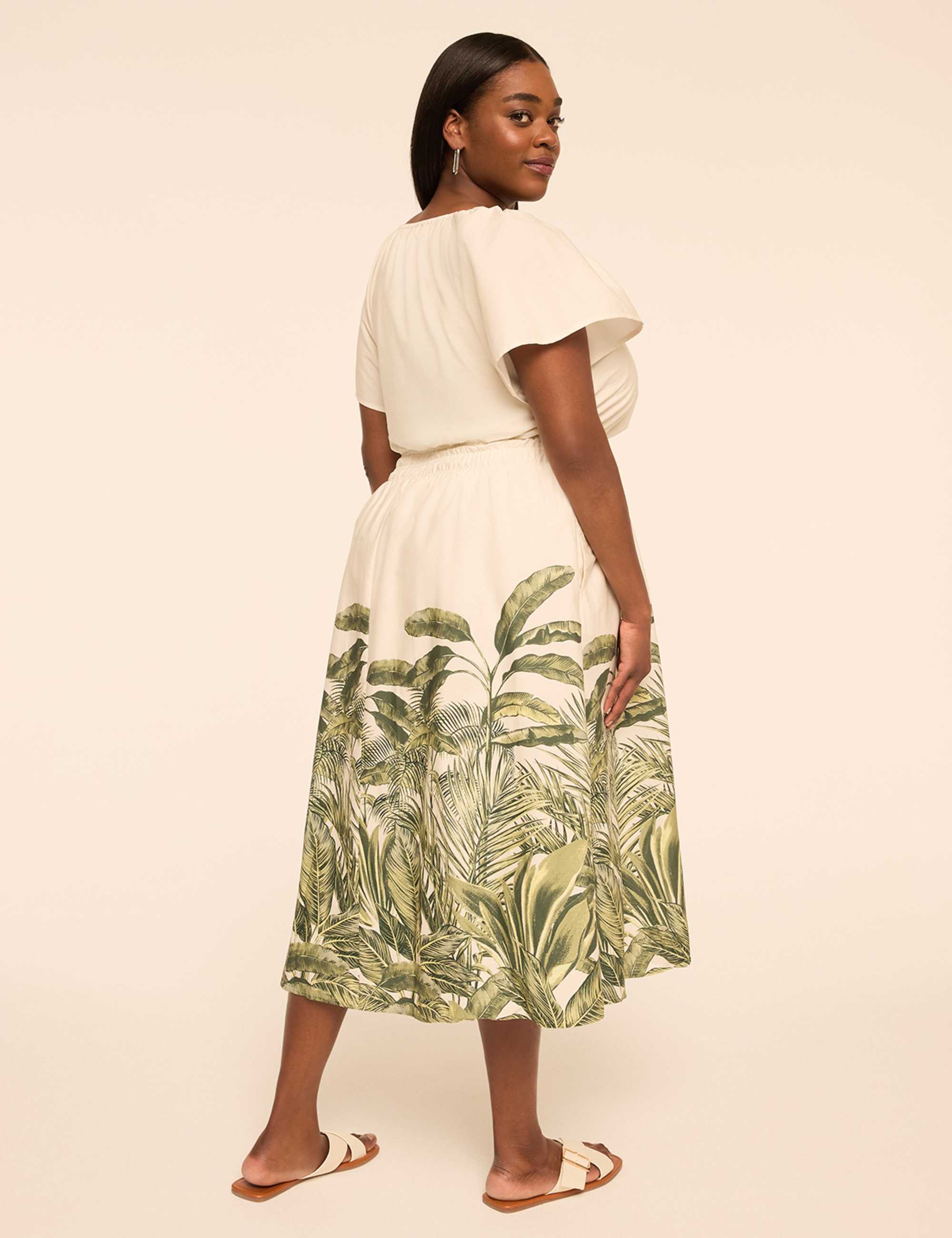 Smocked-Waist Poplin Midi Dress