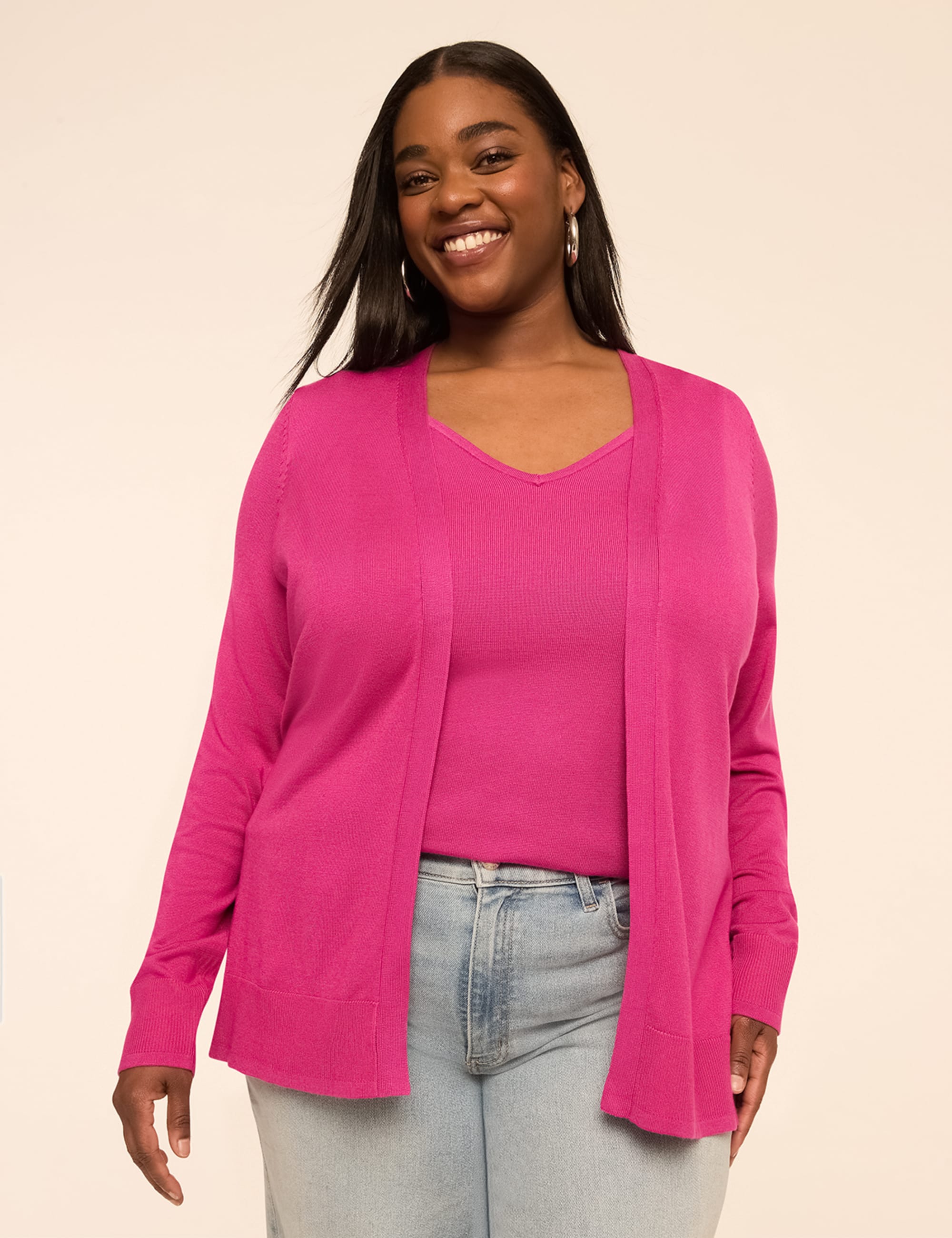 Modern Long-Sleeve Open-Front Cardigan