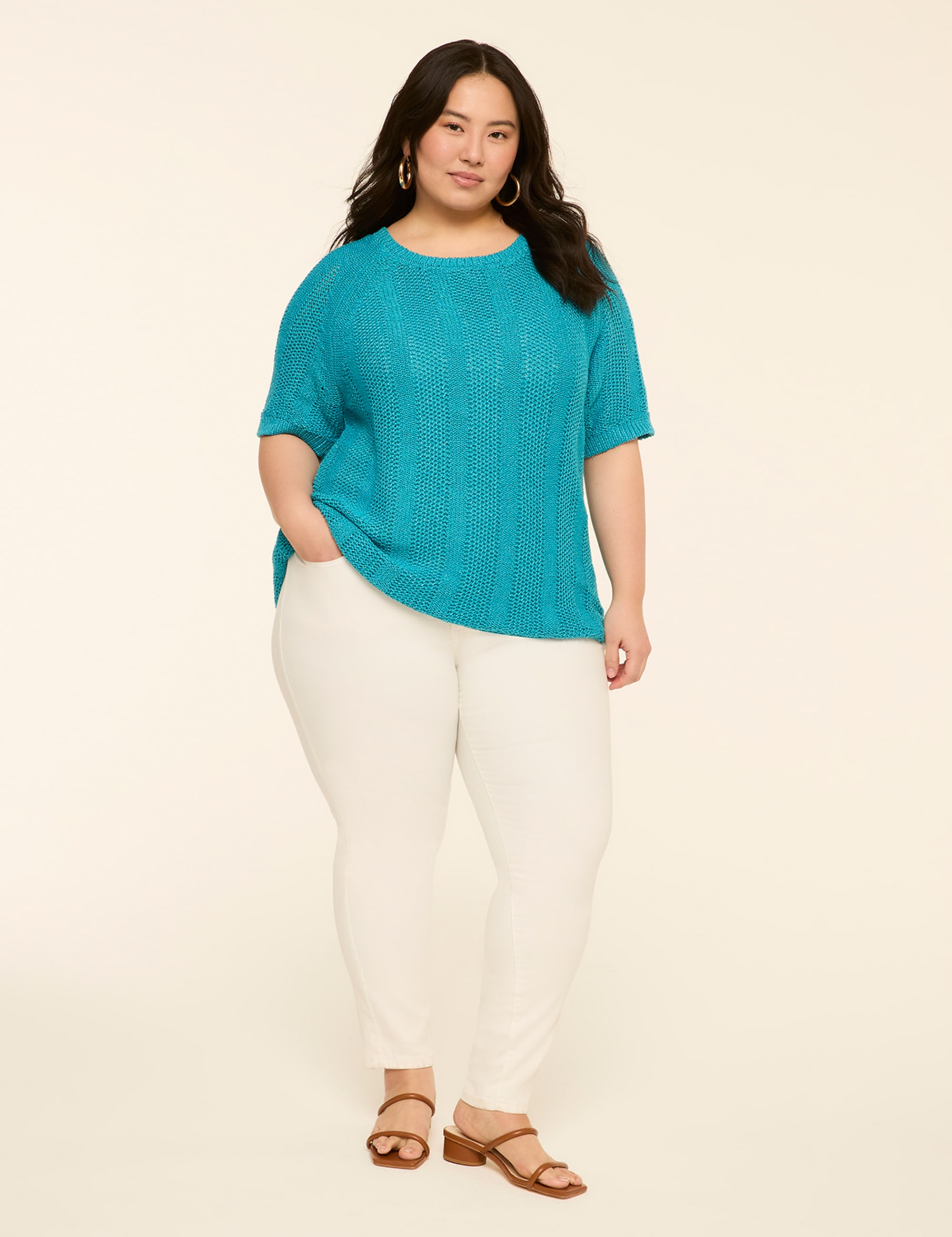 Elbow-Sleeve Pullover Sweater