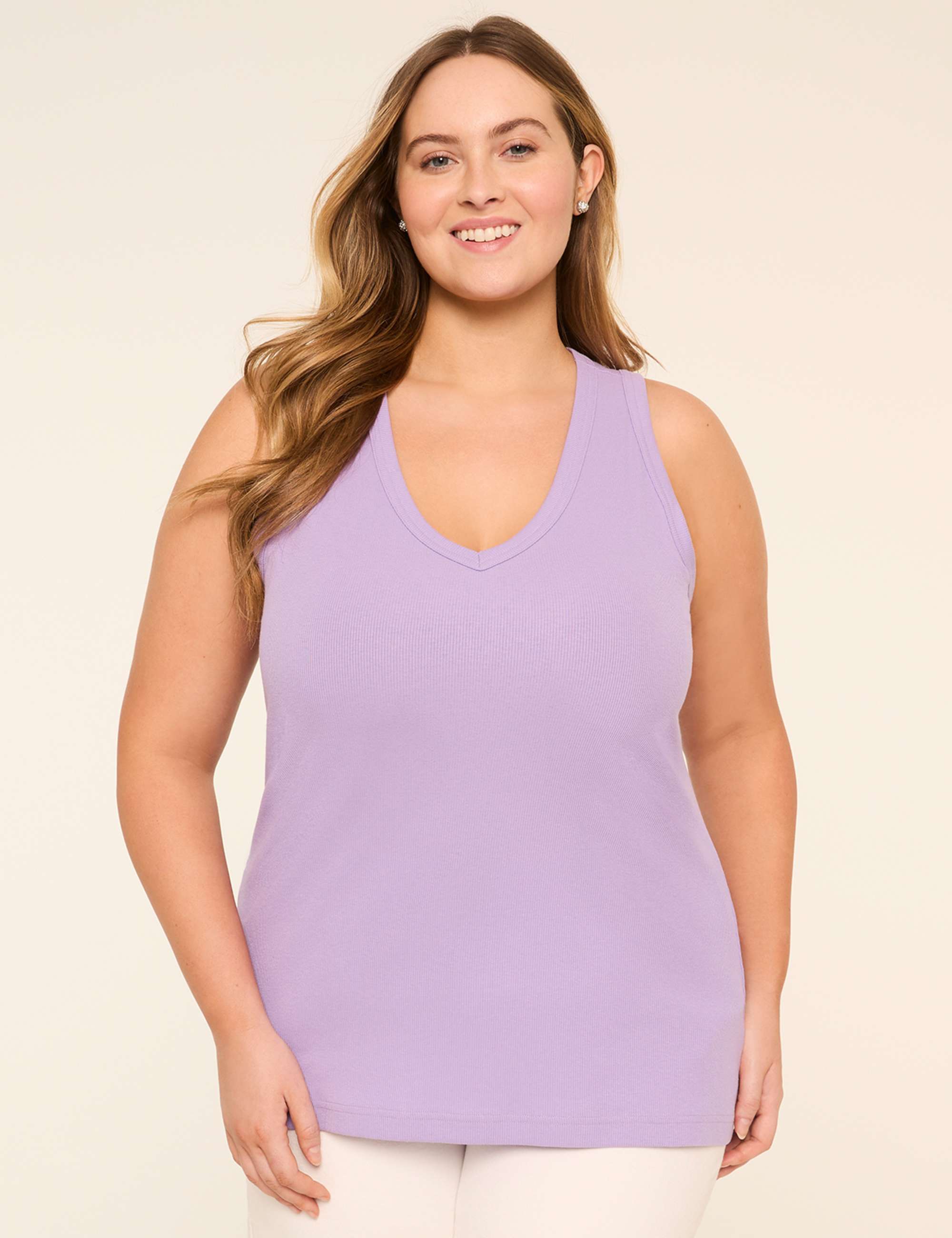 Deep V-Neck Rib Layering Tank