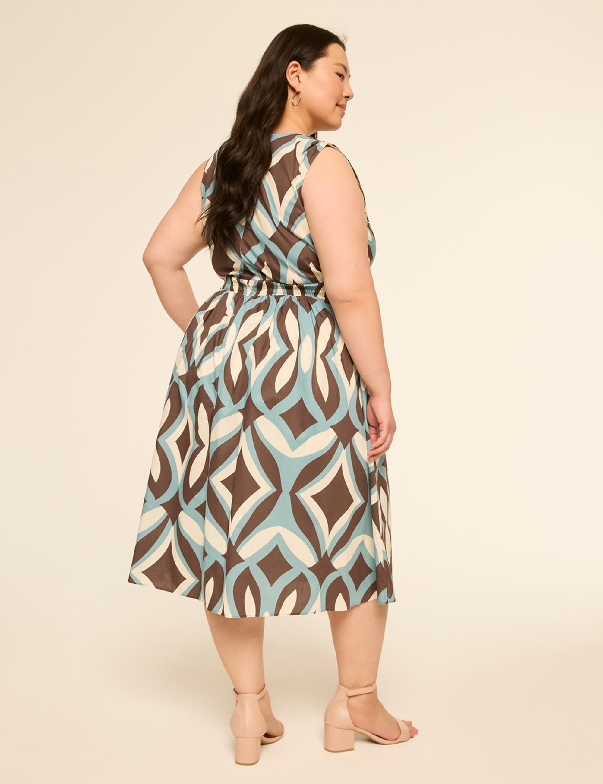 Sleeveless Smocked-Waist Midi Dress