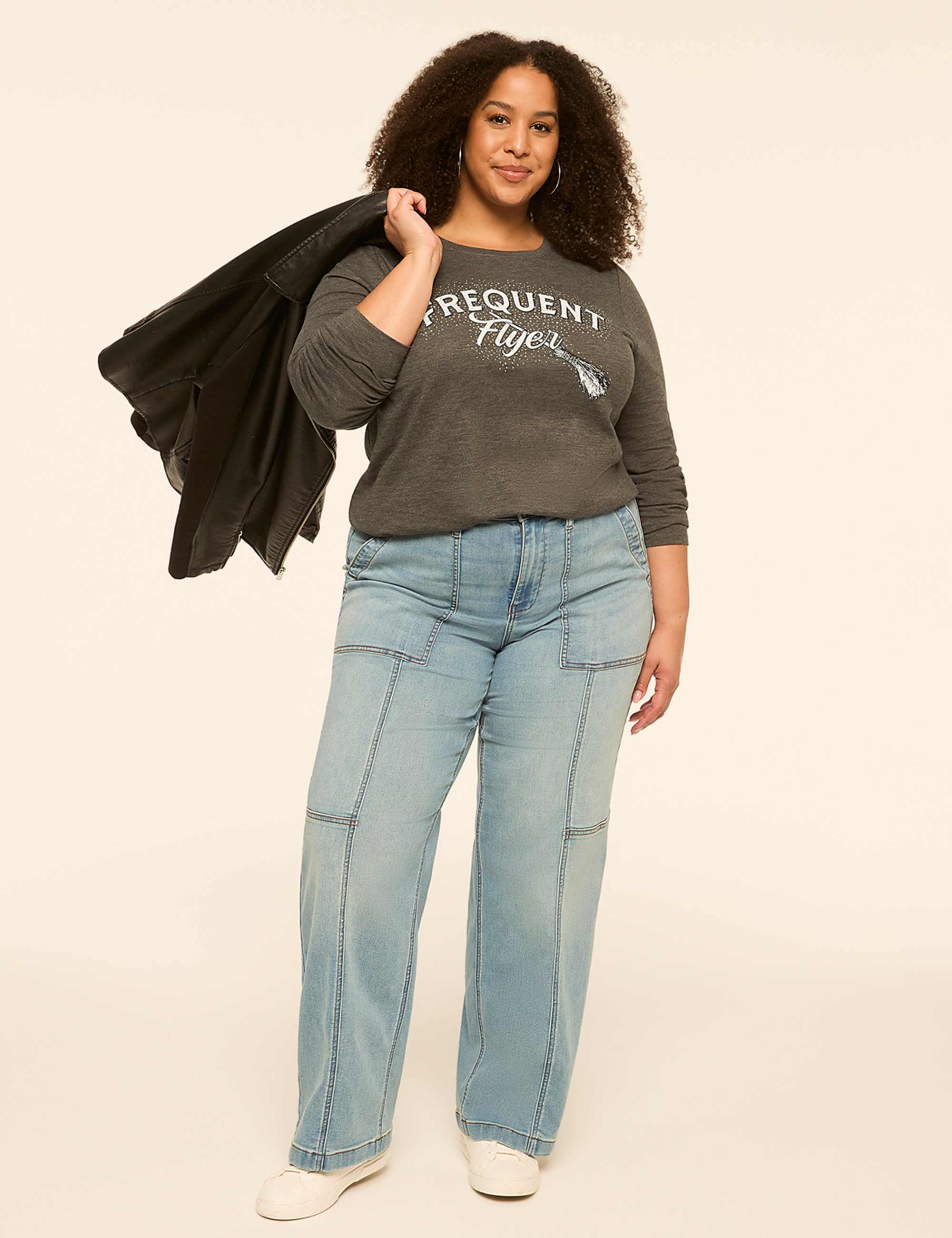 Rhinestone Frequent Flyer Long-Sleeve Graphic Tee