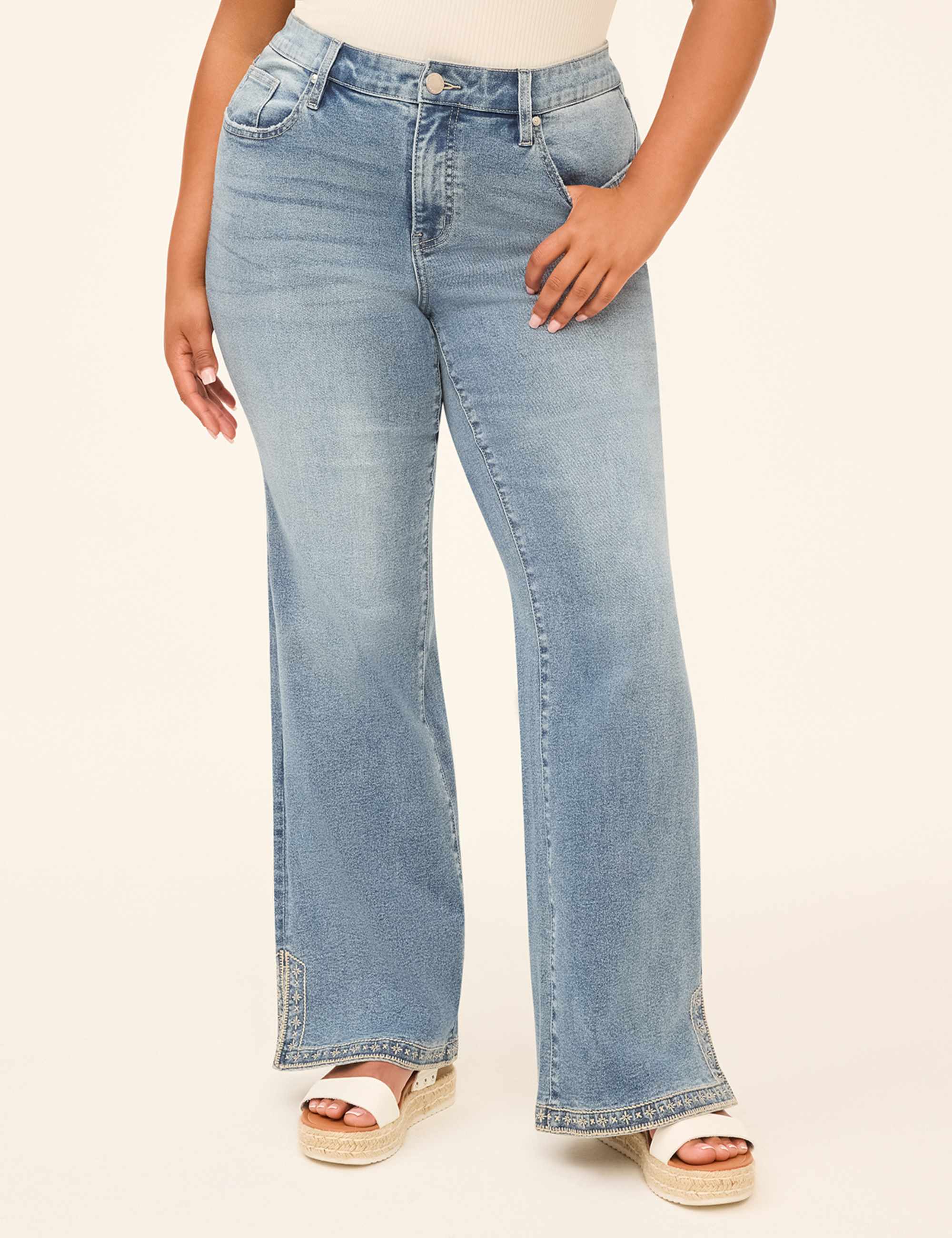 Genius Embroidered Split-Hem Boot Jean