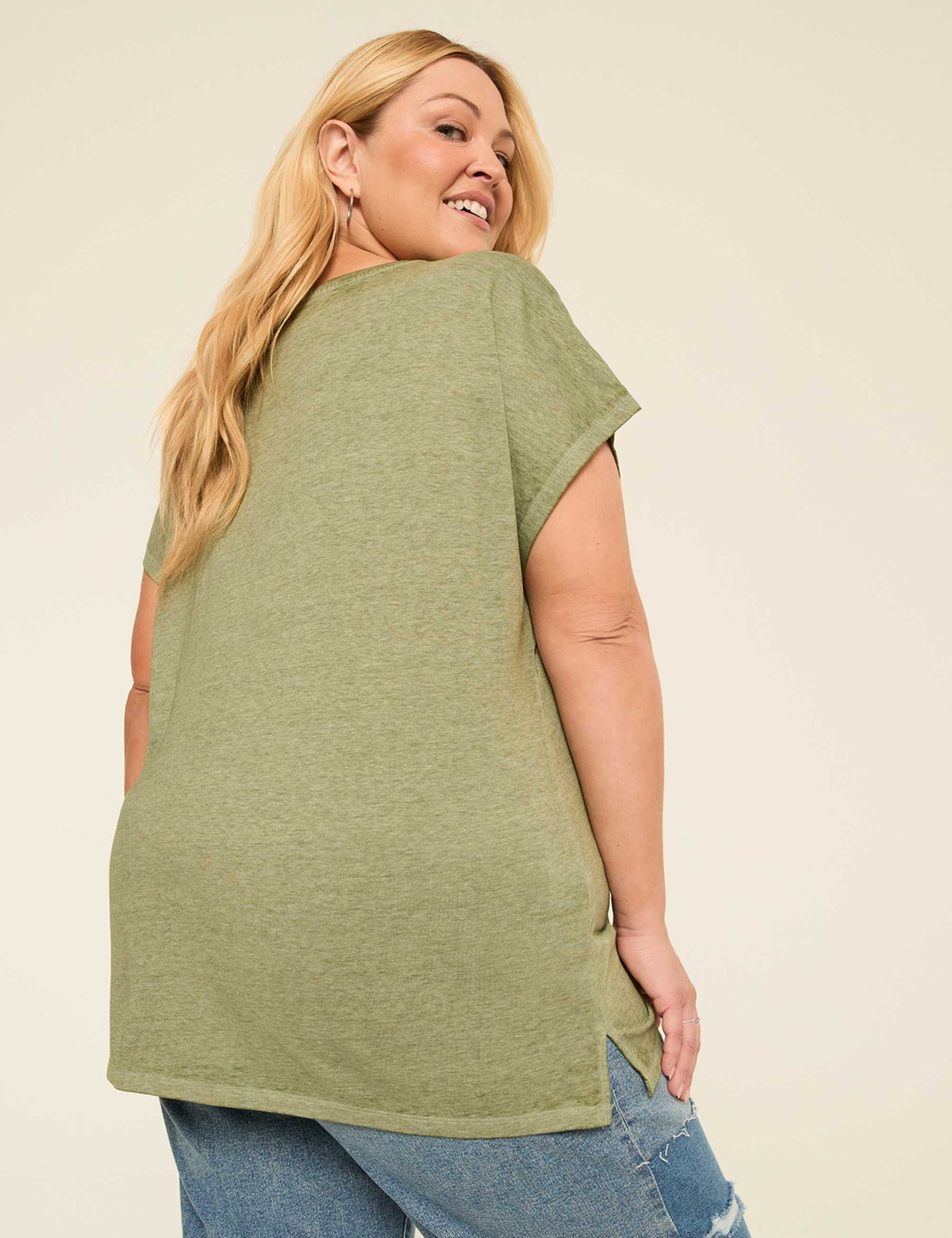 Dolman-Sleeve V-Neck Tee