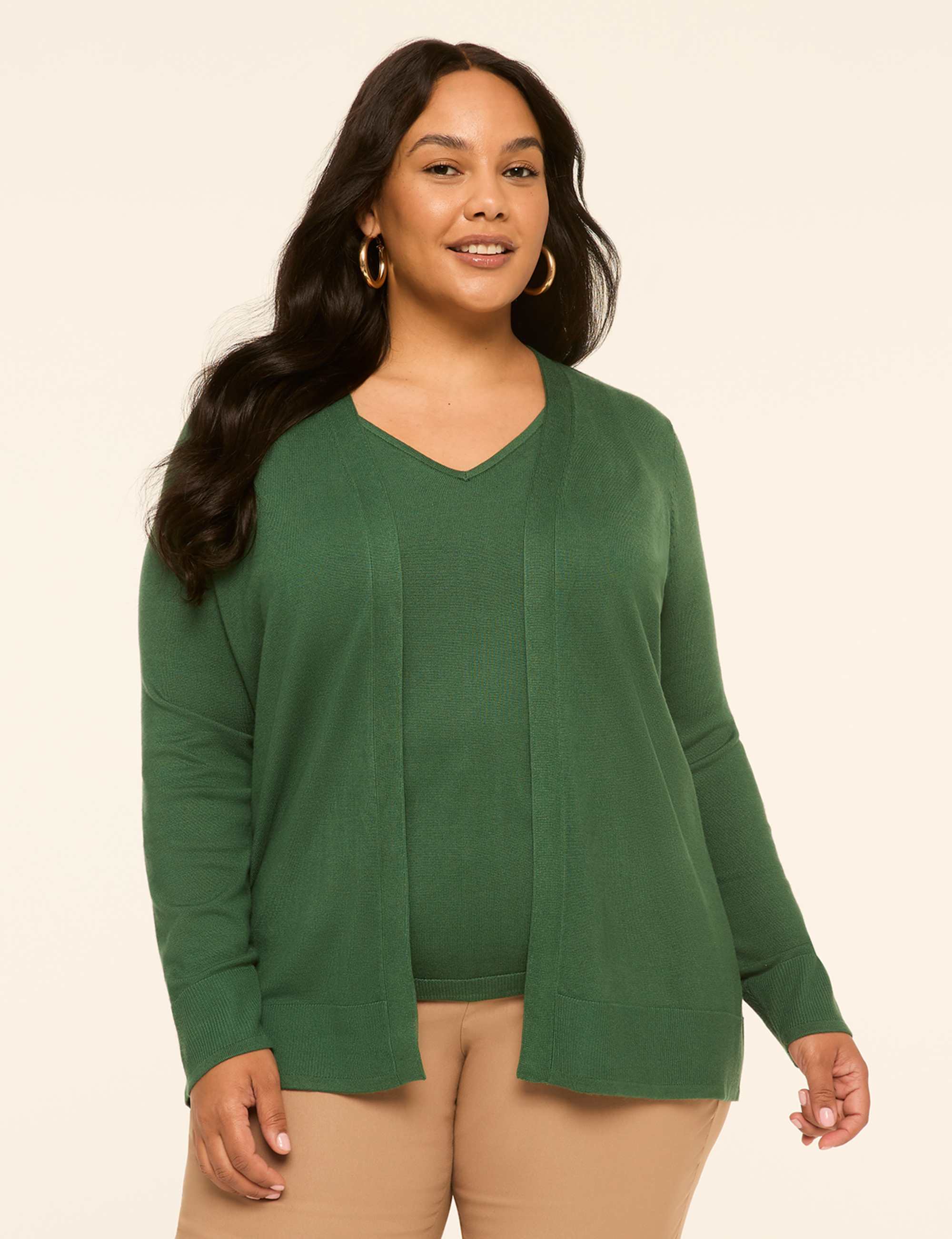Modern Long-Sleeve Open-Front Cardigan