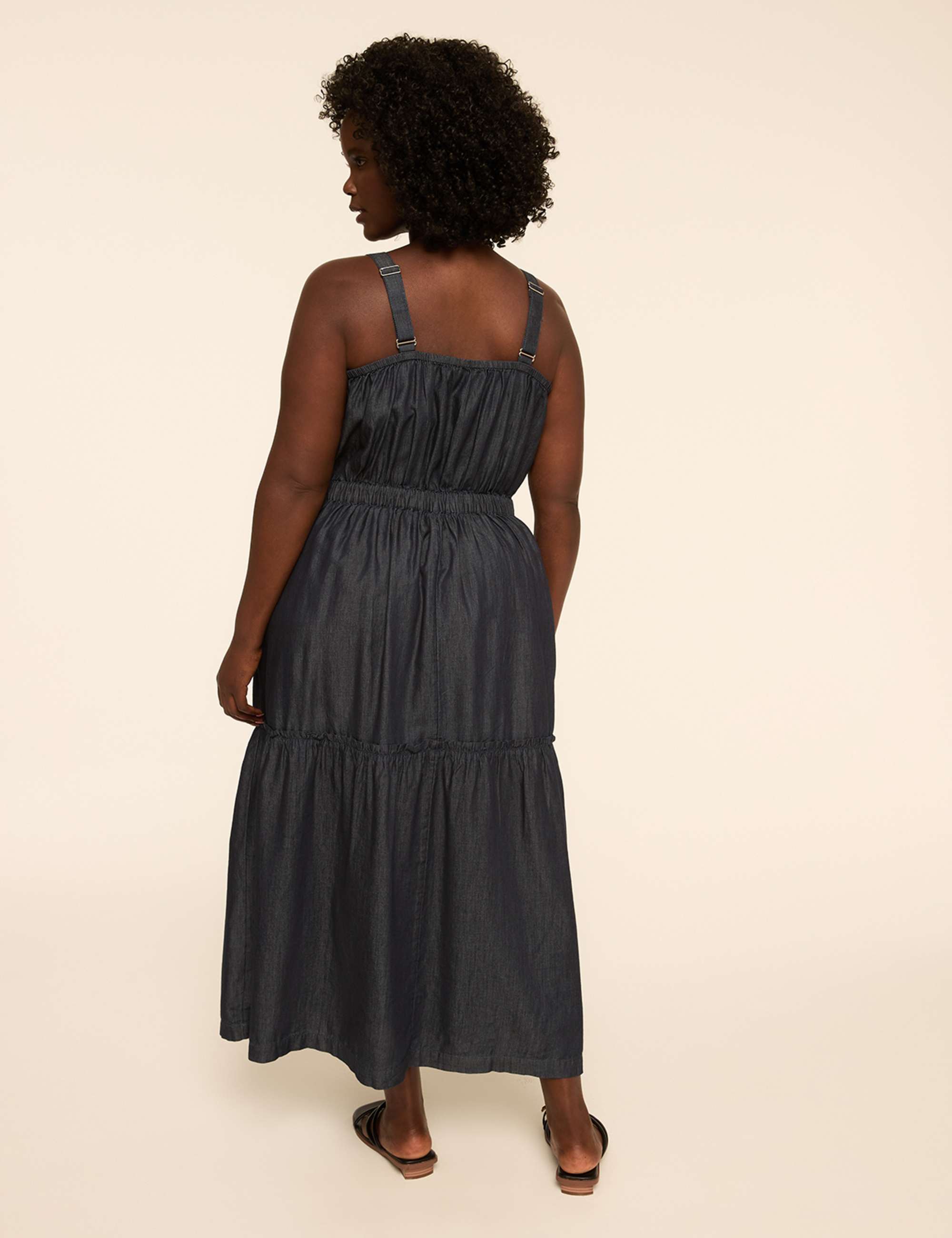 V-Neck Tie-Waist Tiered Maxi Dress