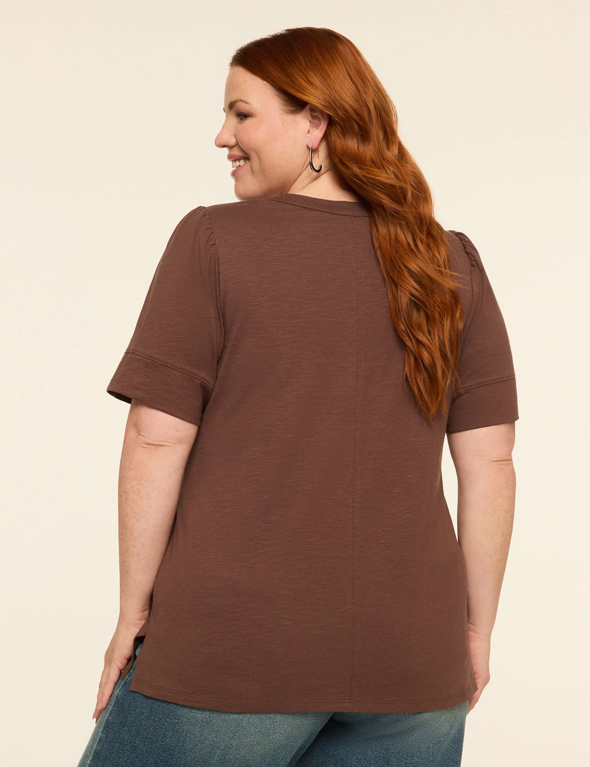 Puff-Sleeve Henley Tee