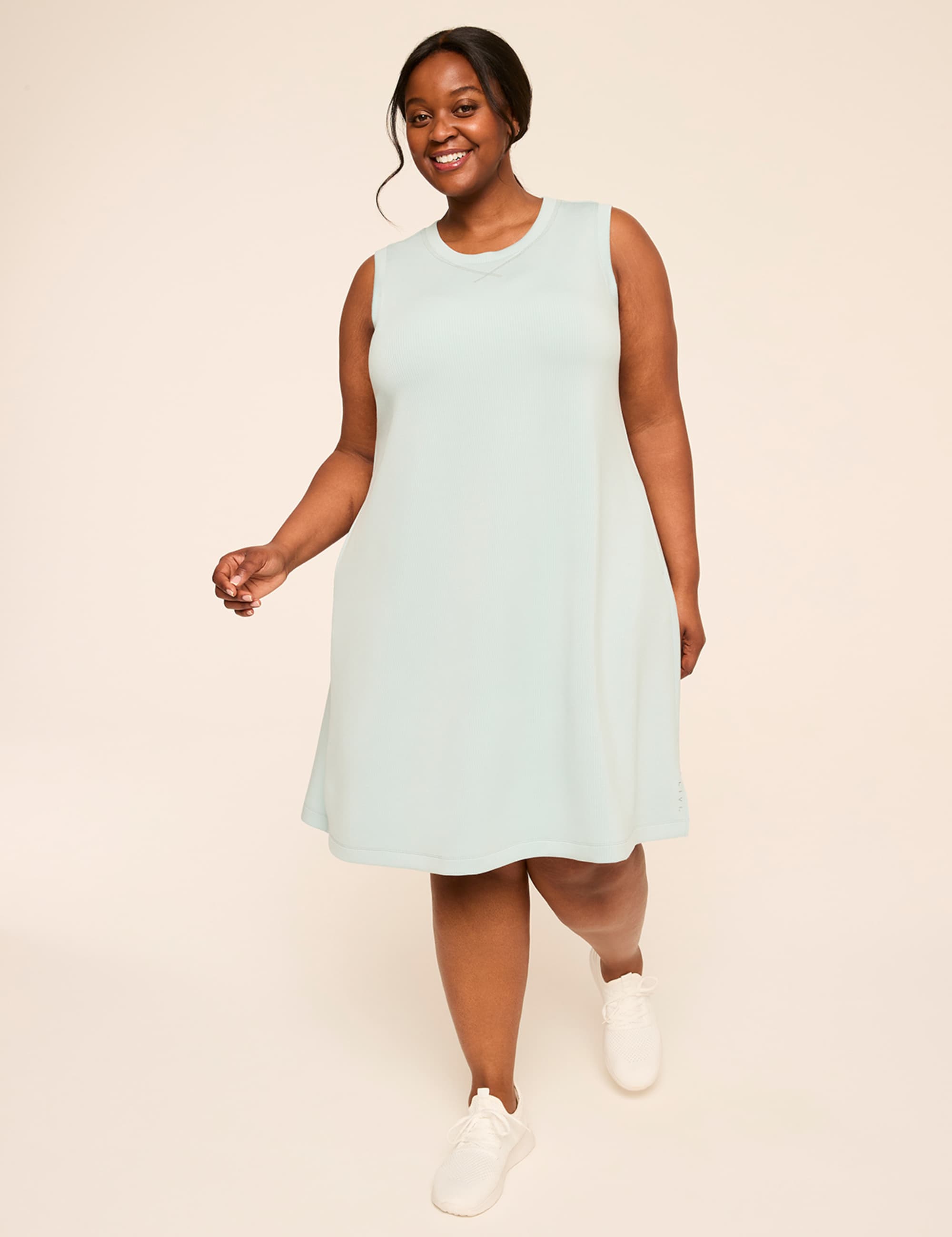LIVI Ribbed Journey Sleeveless Back-Pleat Dress