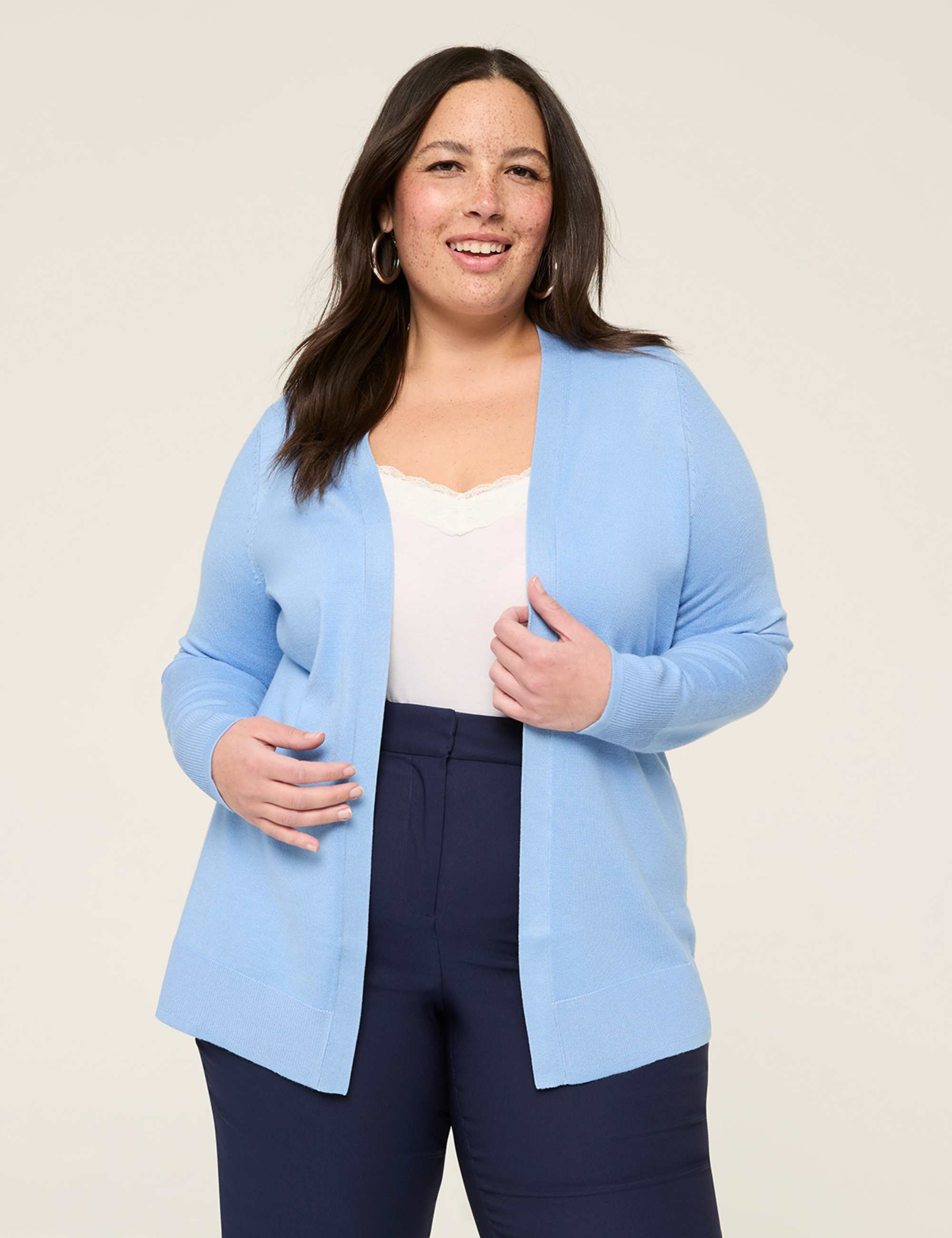 Modern Long-Sleeve Open-Front Cardigan