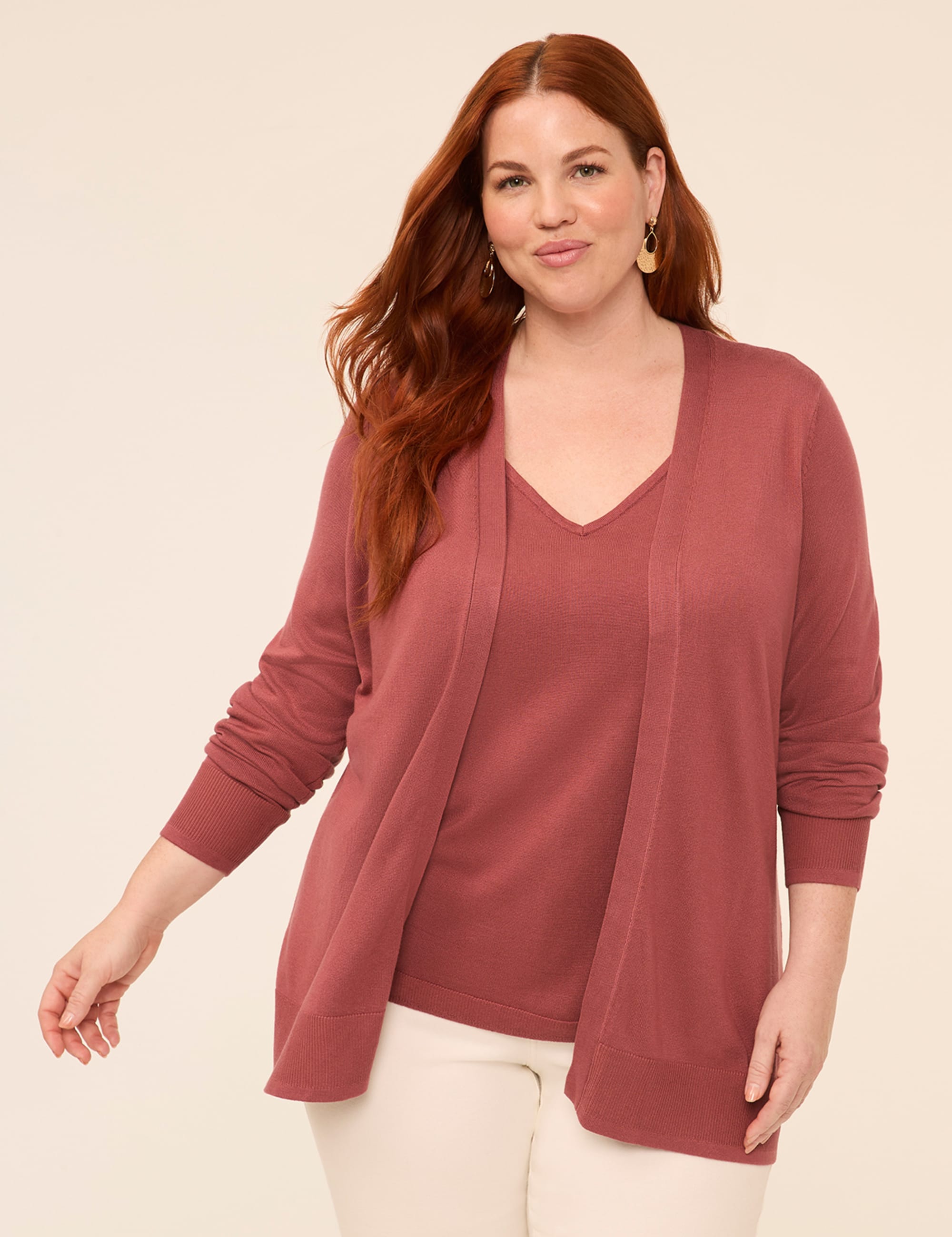 Modern Long-Sleeve Open-Front Cardigan