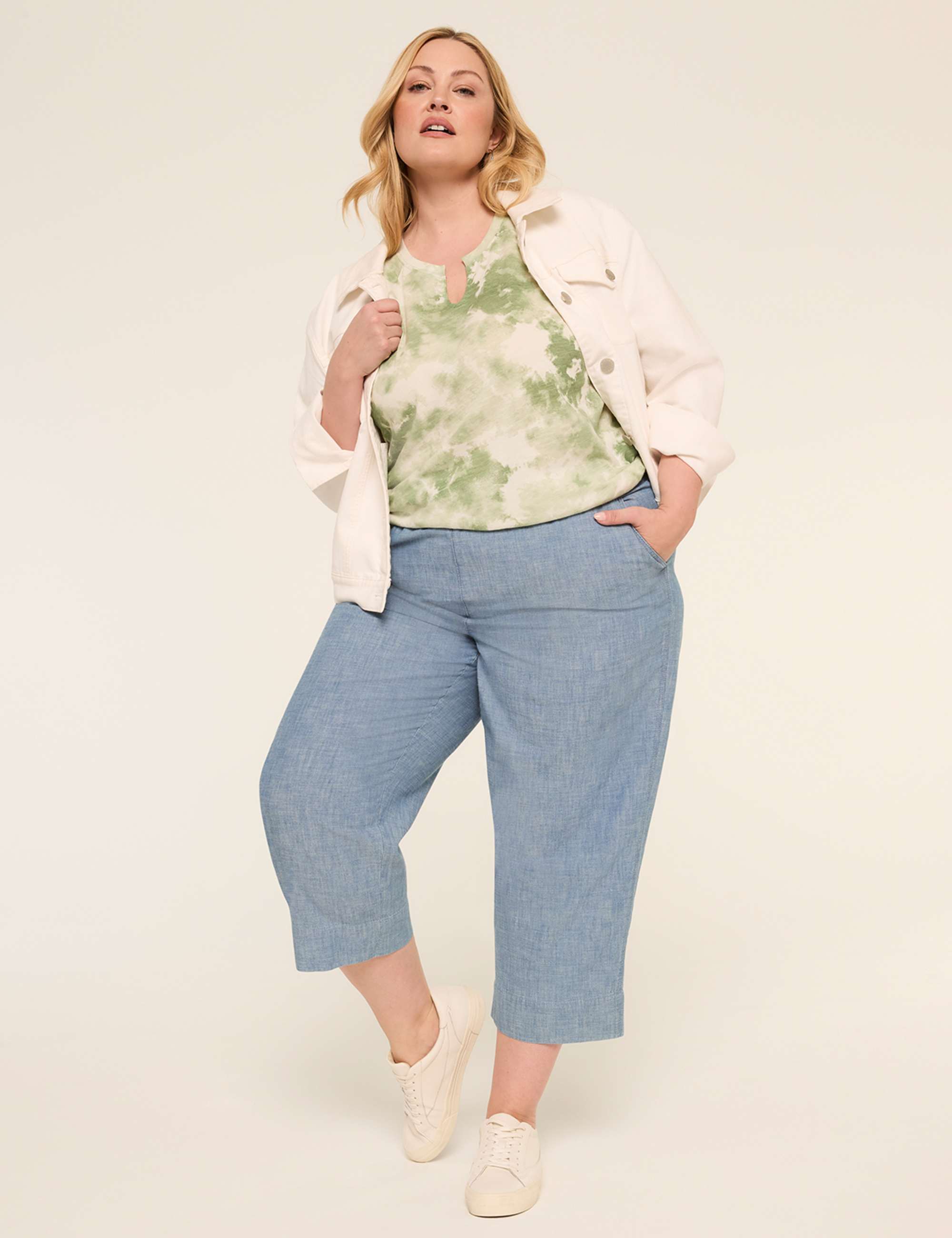 Short-Sleeve Notch-Neck Top