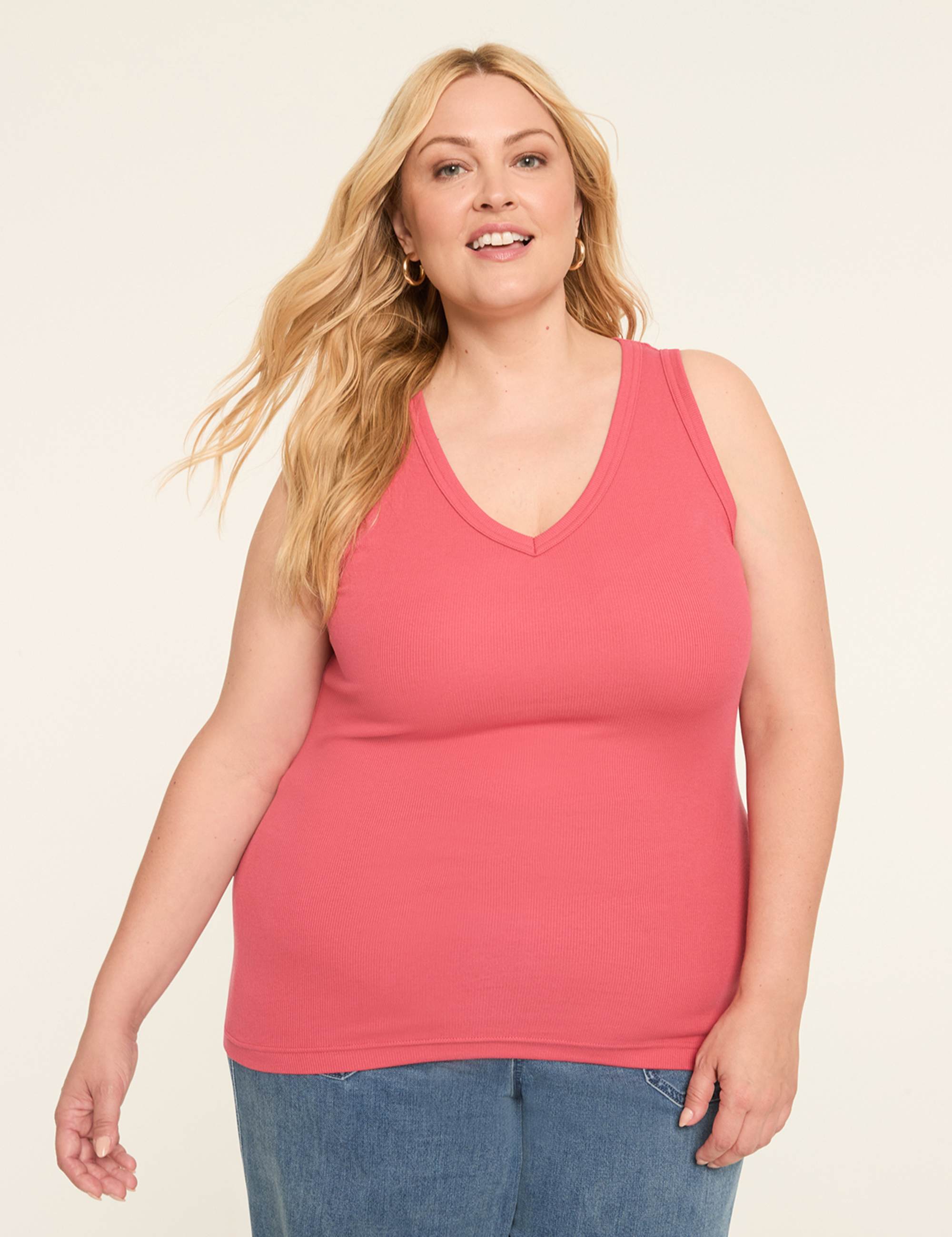Deep V-Neck Rib Layering Tank