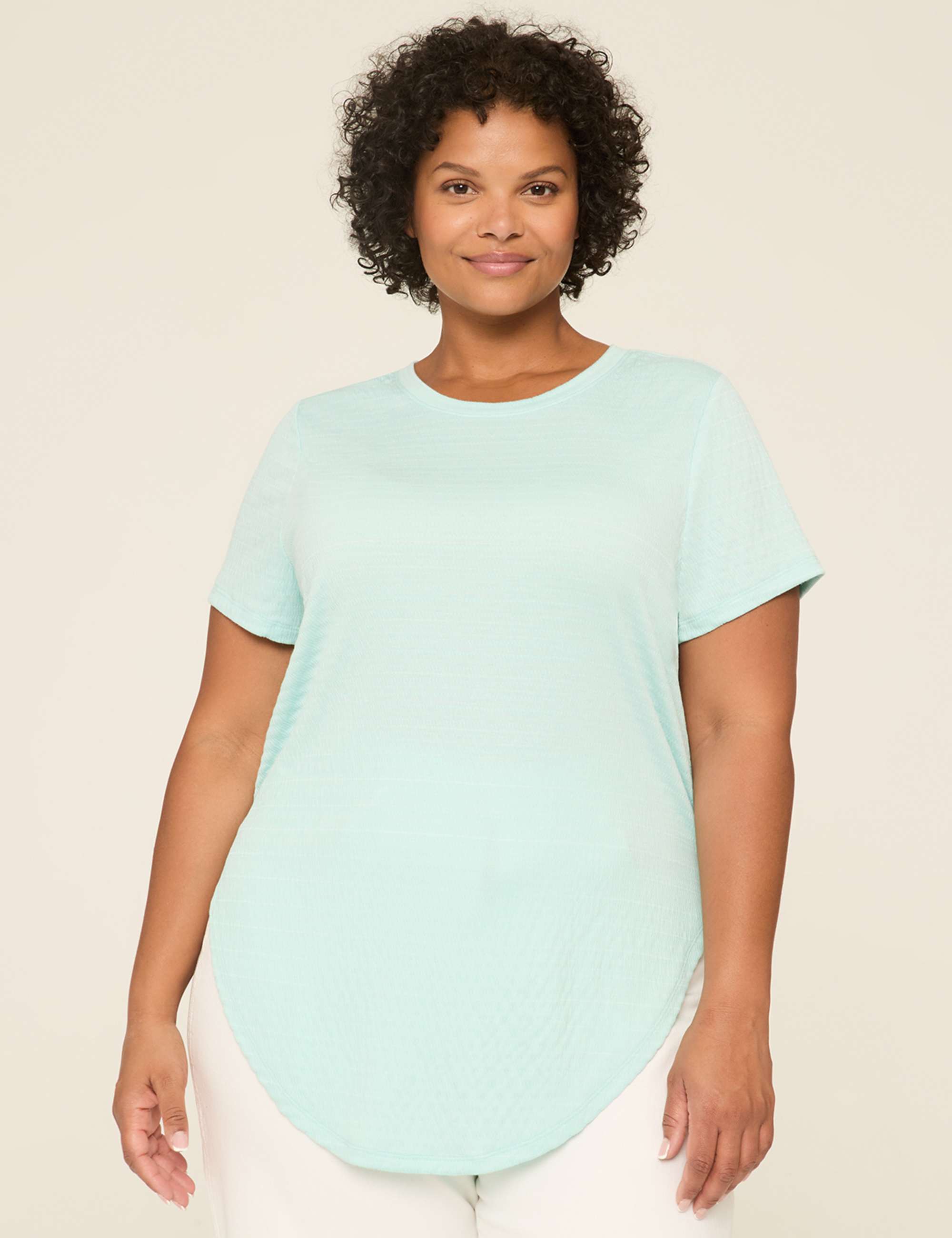 Swing Crew-Neck Textured Top