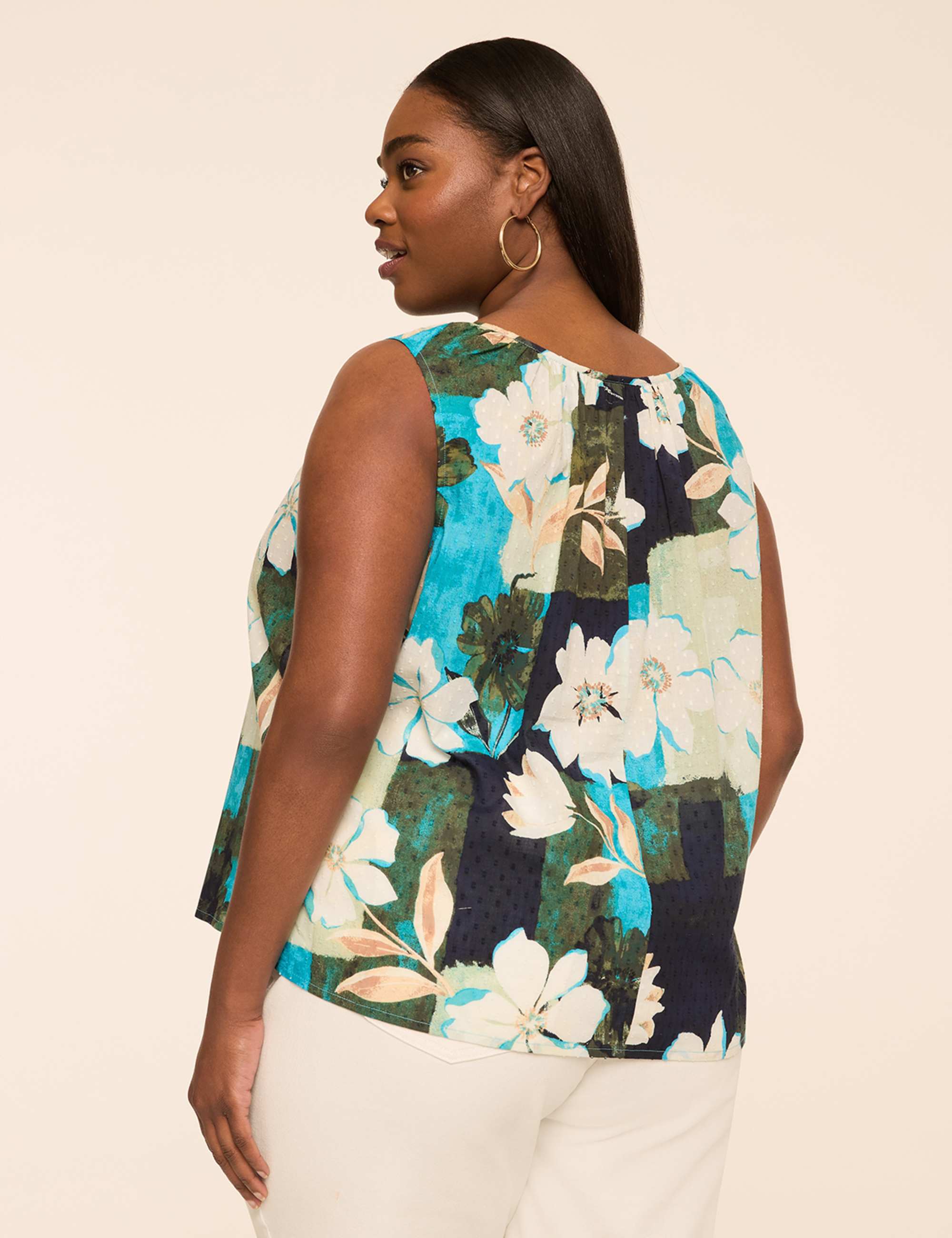 Sleeveless Tie-Neck Blouse