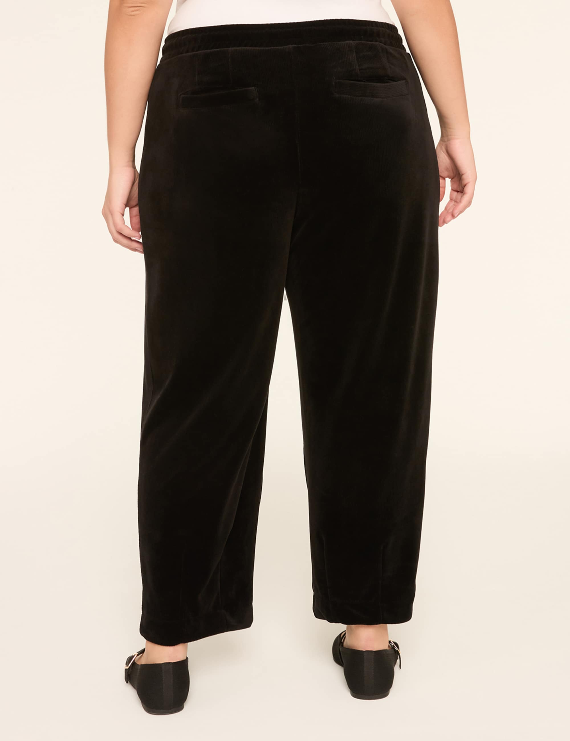 Rib Velour Pull-On Curved Ankle Pant