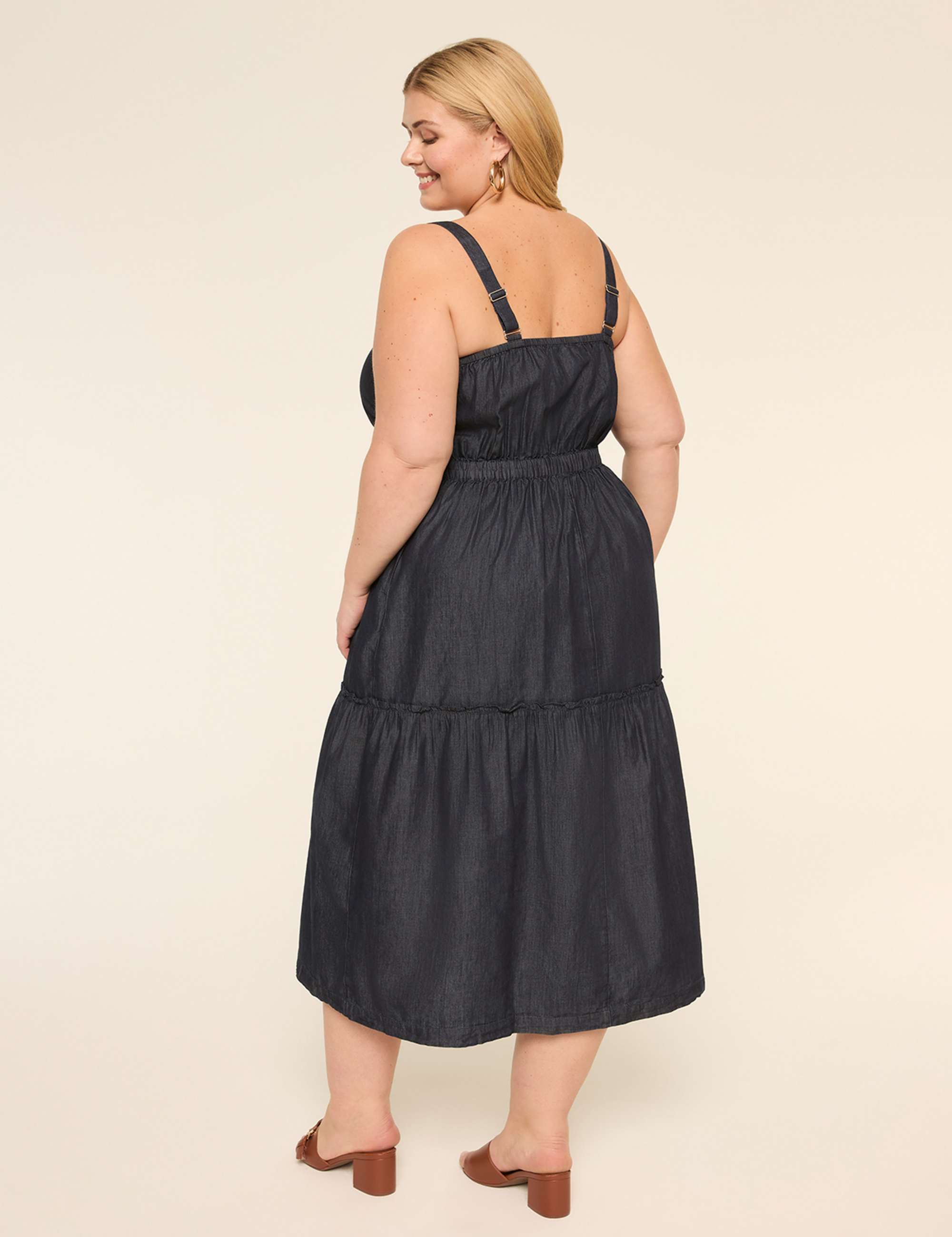 V-Neck Tie-Waist Tiered Maxi Dress