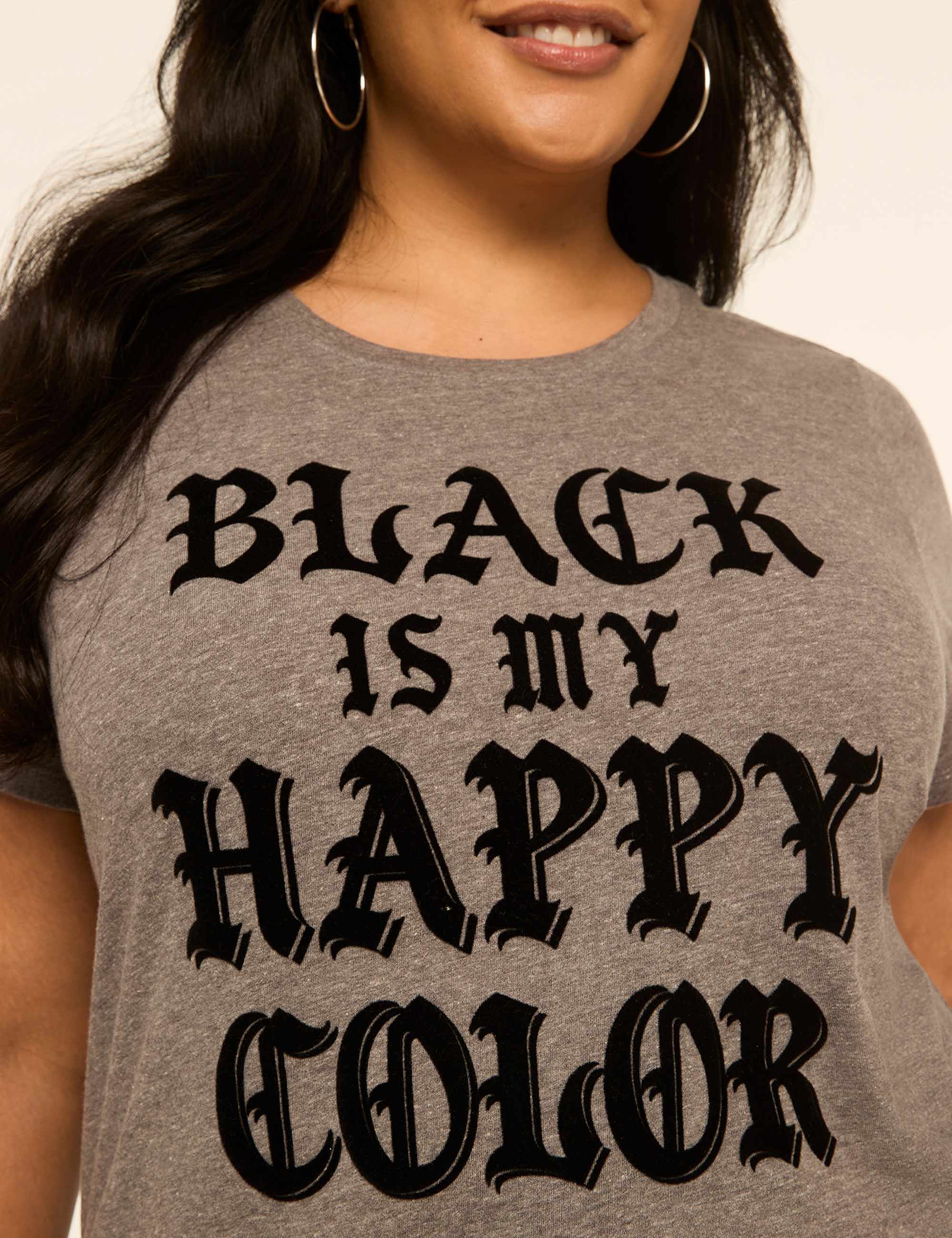 Flocked Black Is My Happy Color Graphic Tee