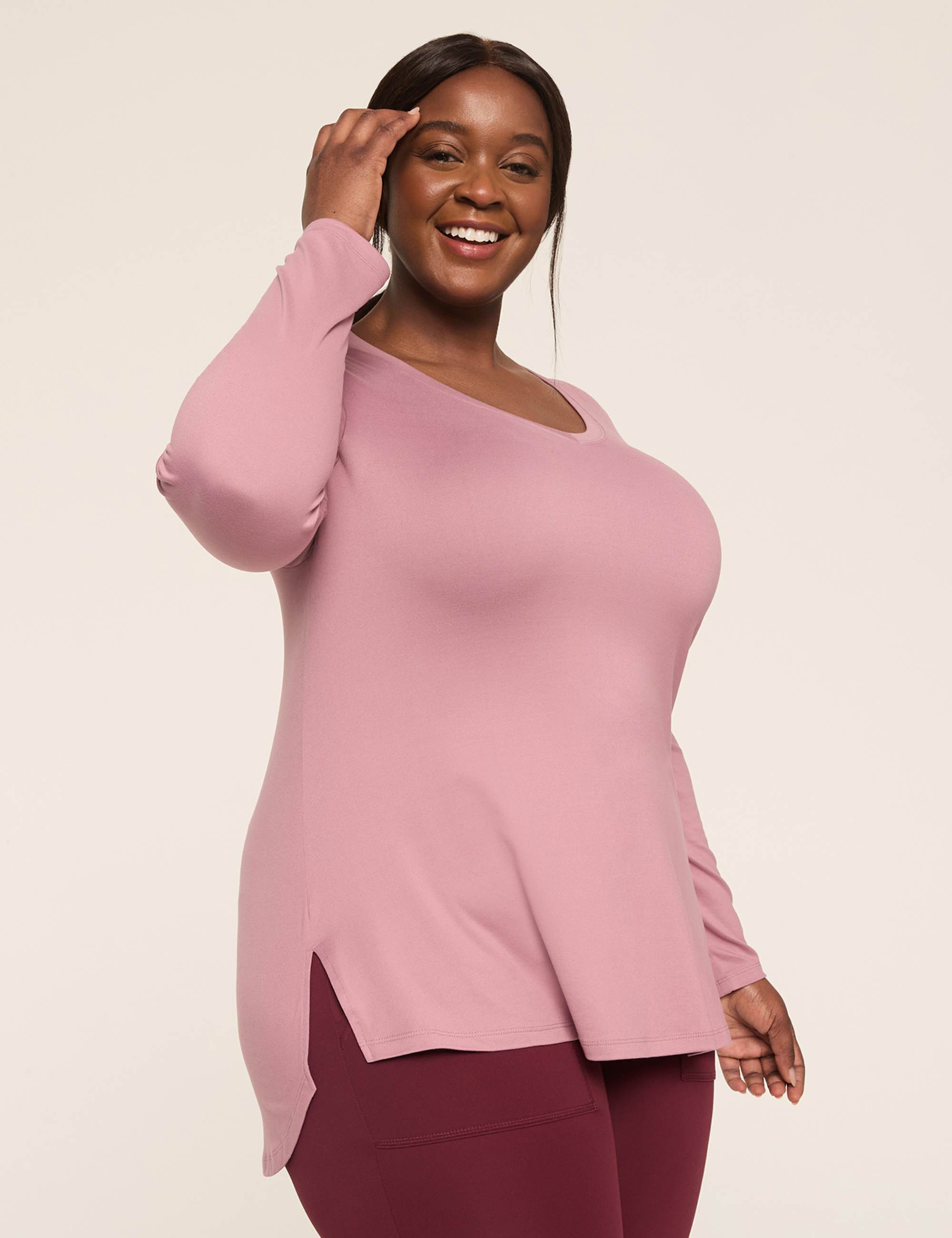 LIVI Soft Ruched Cutout-Back Top