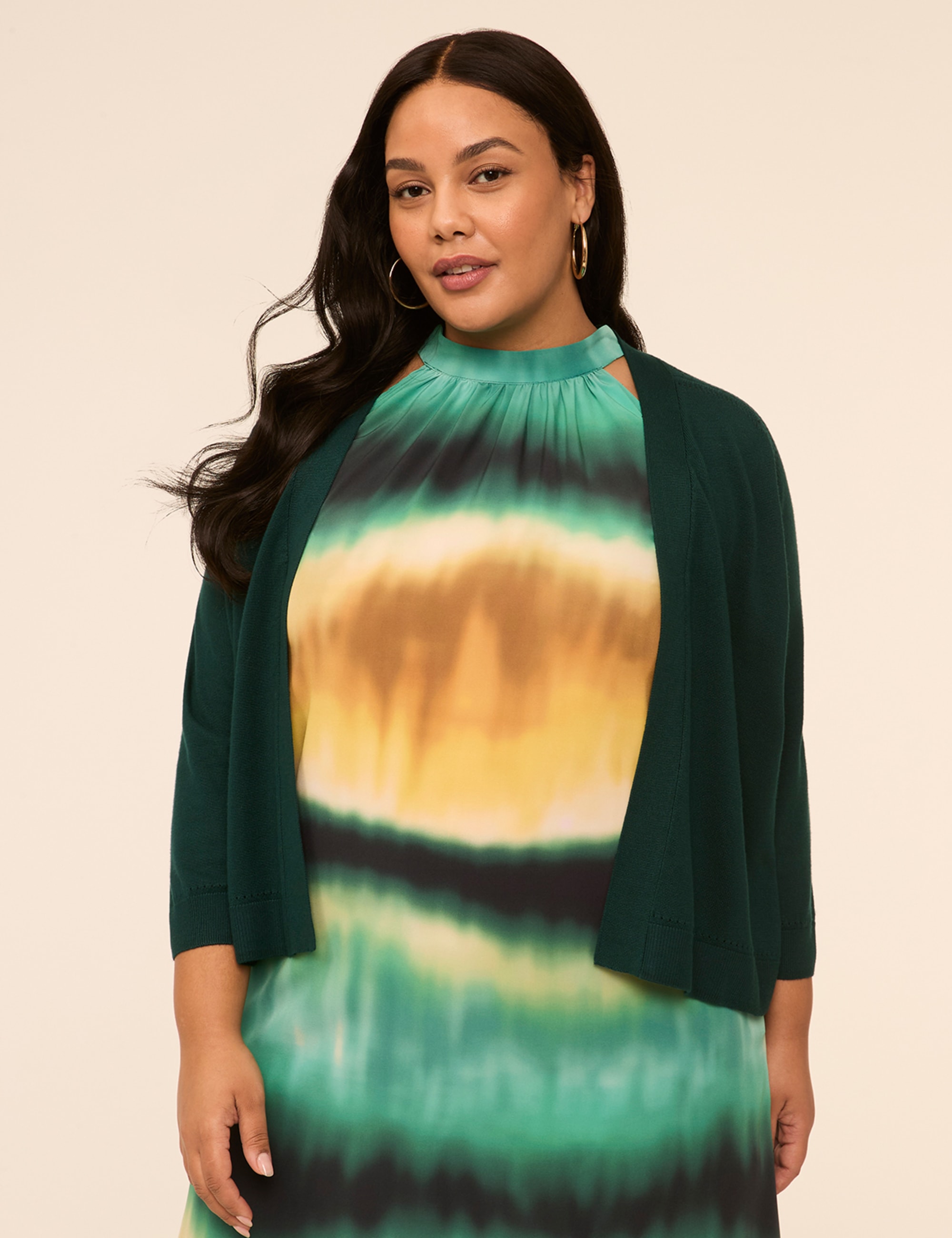 3/4-Sleeve Open-Front Shrug