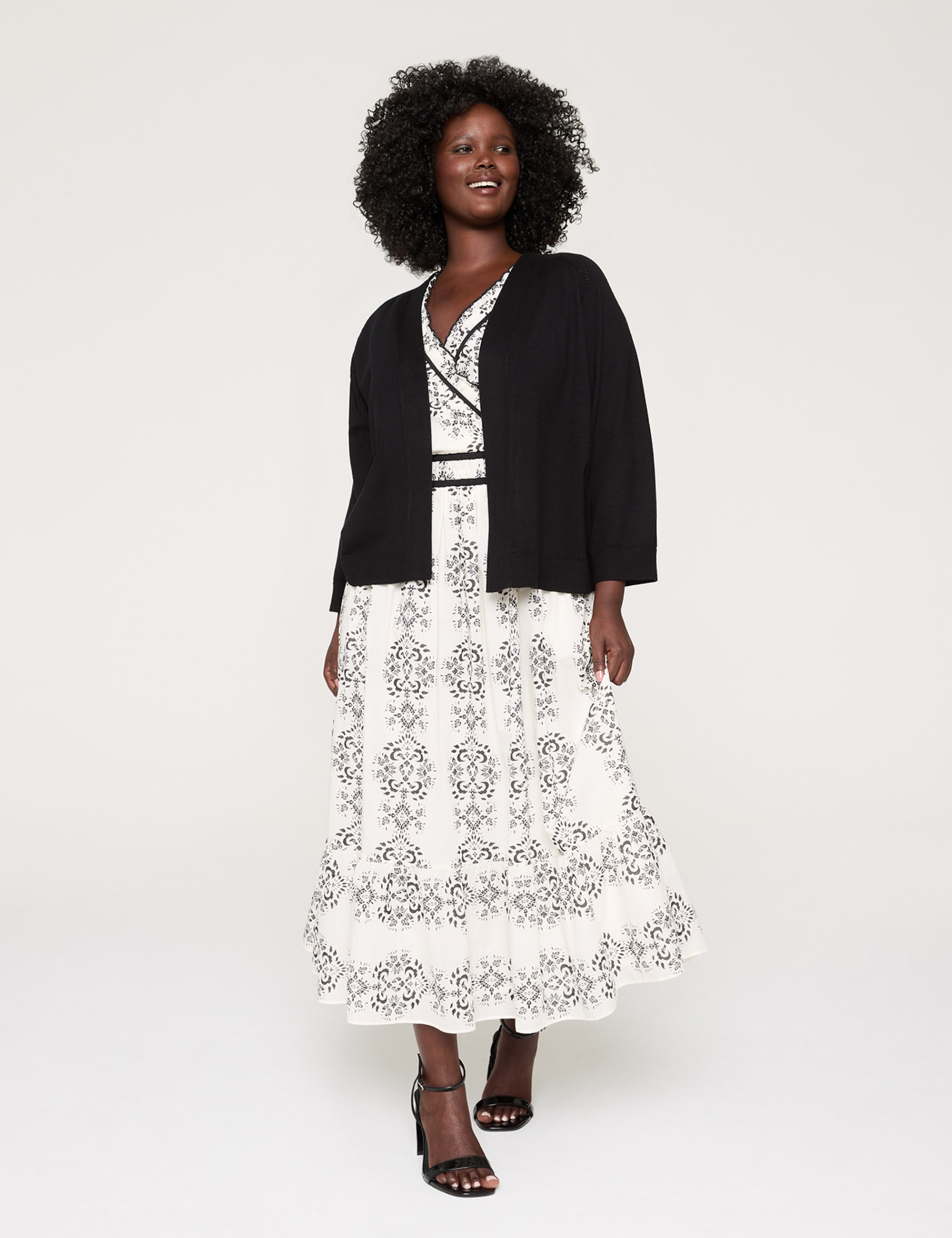 3/4-Sleeve Open-Front Shrug