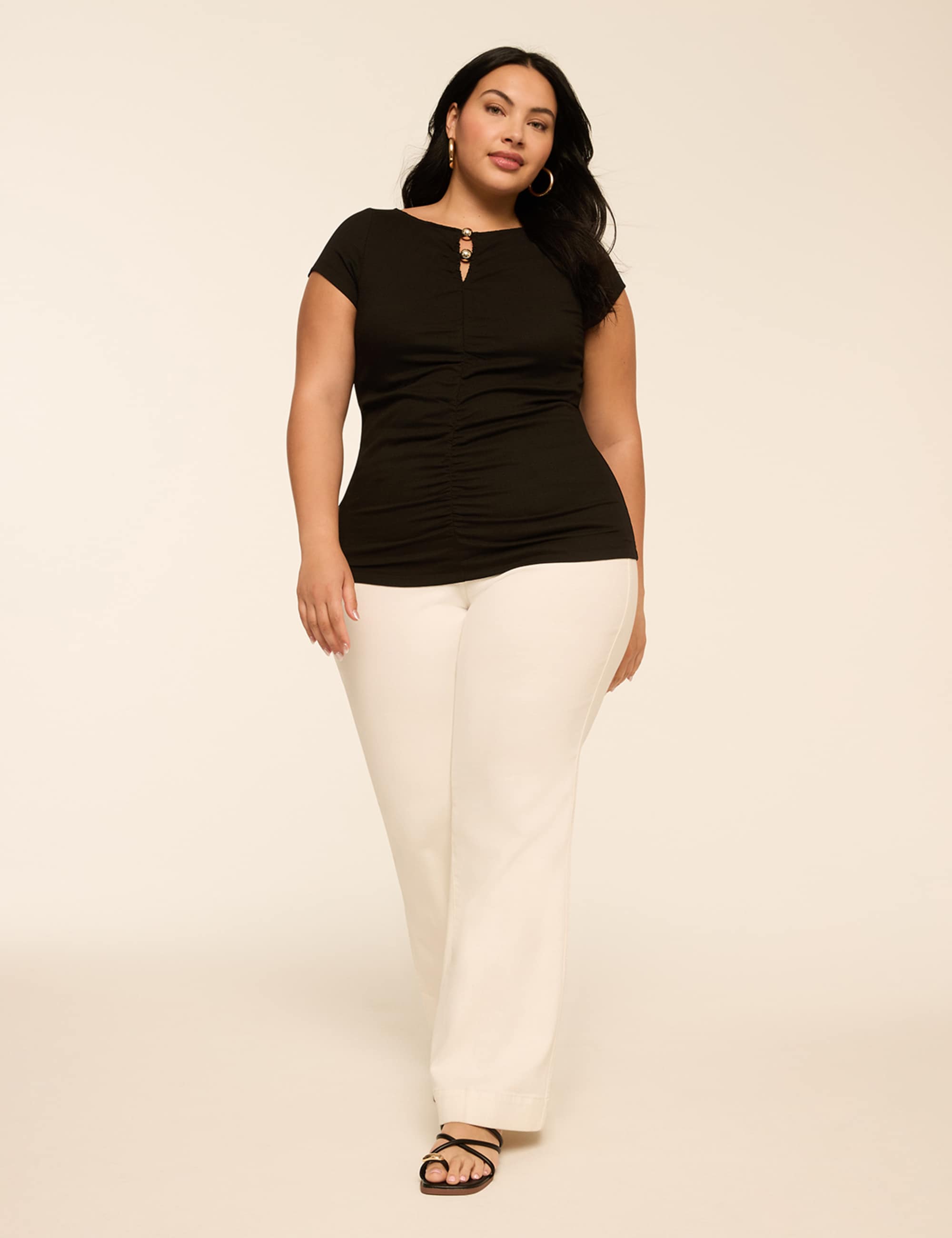 Beaded Keyhole Boatneck Top