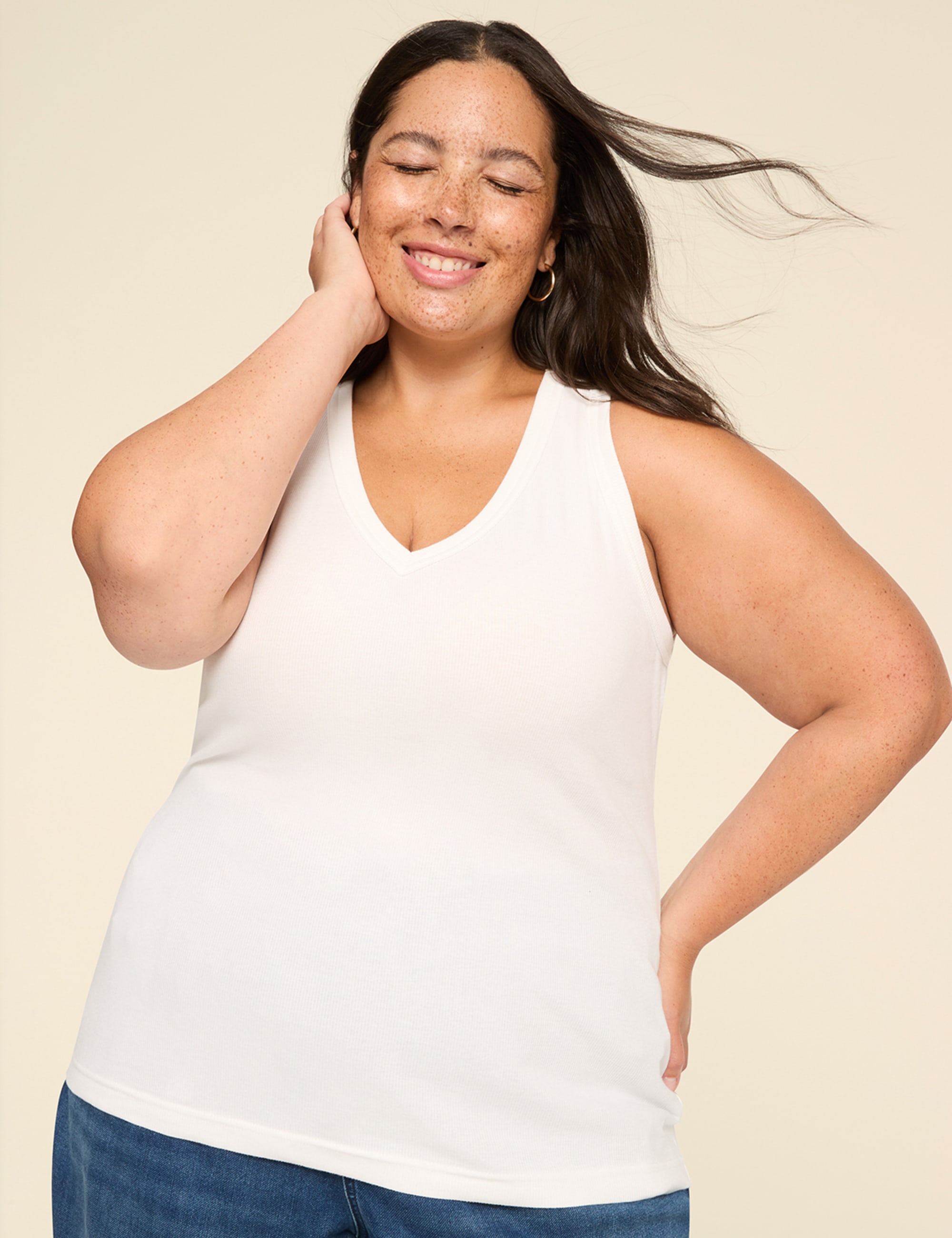 Deep V-Neck Rib Layering Tank