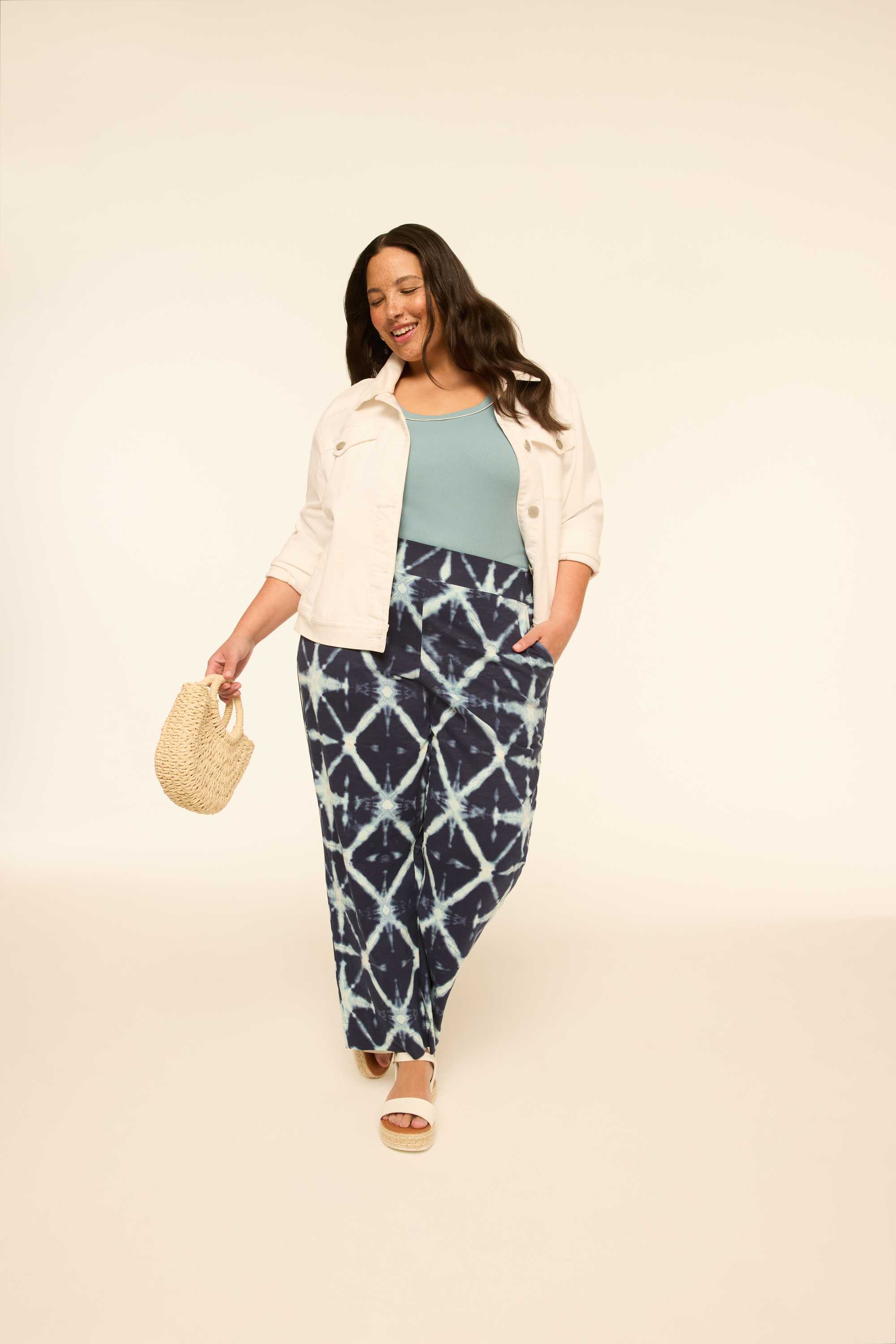 Slub Knit Pull-On Straight Leg Pant