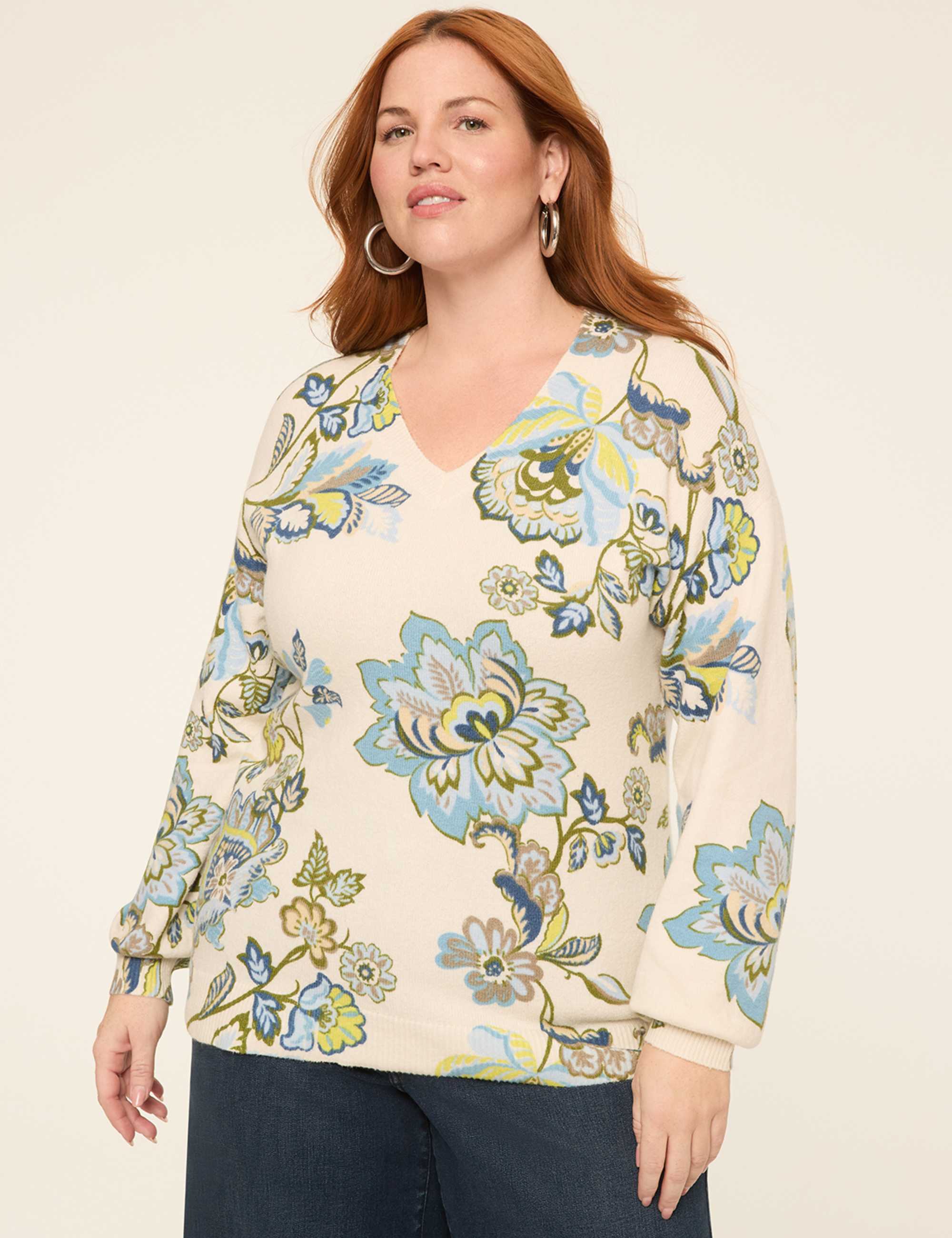 Long-Sleeve V-Neck Pullover Sweater