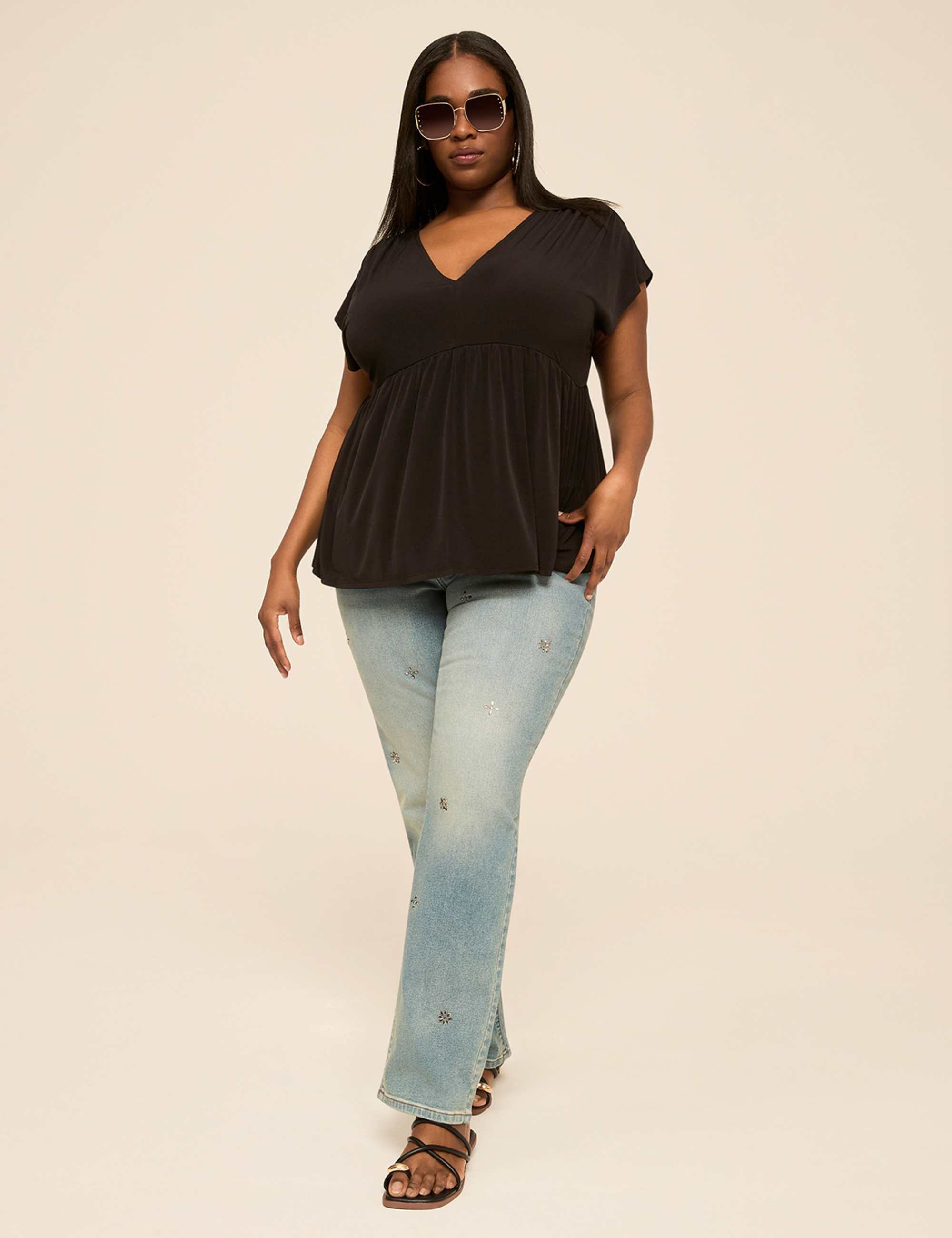 Cap-Sleeve Babydoll Top