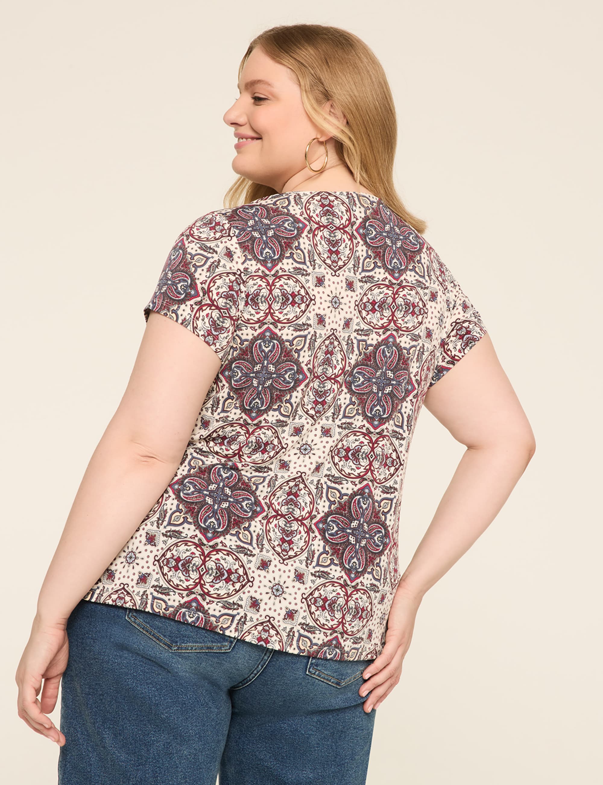 Cap-Sleeve Pleat-Front Top