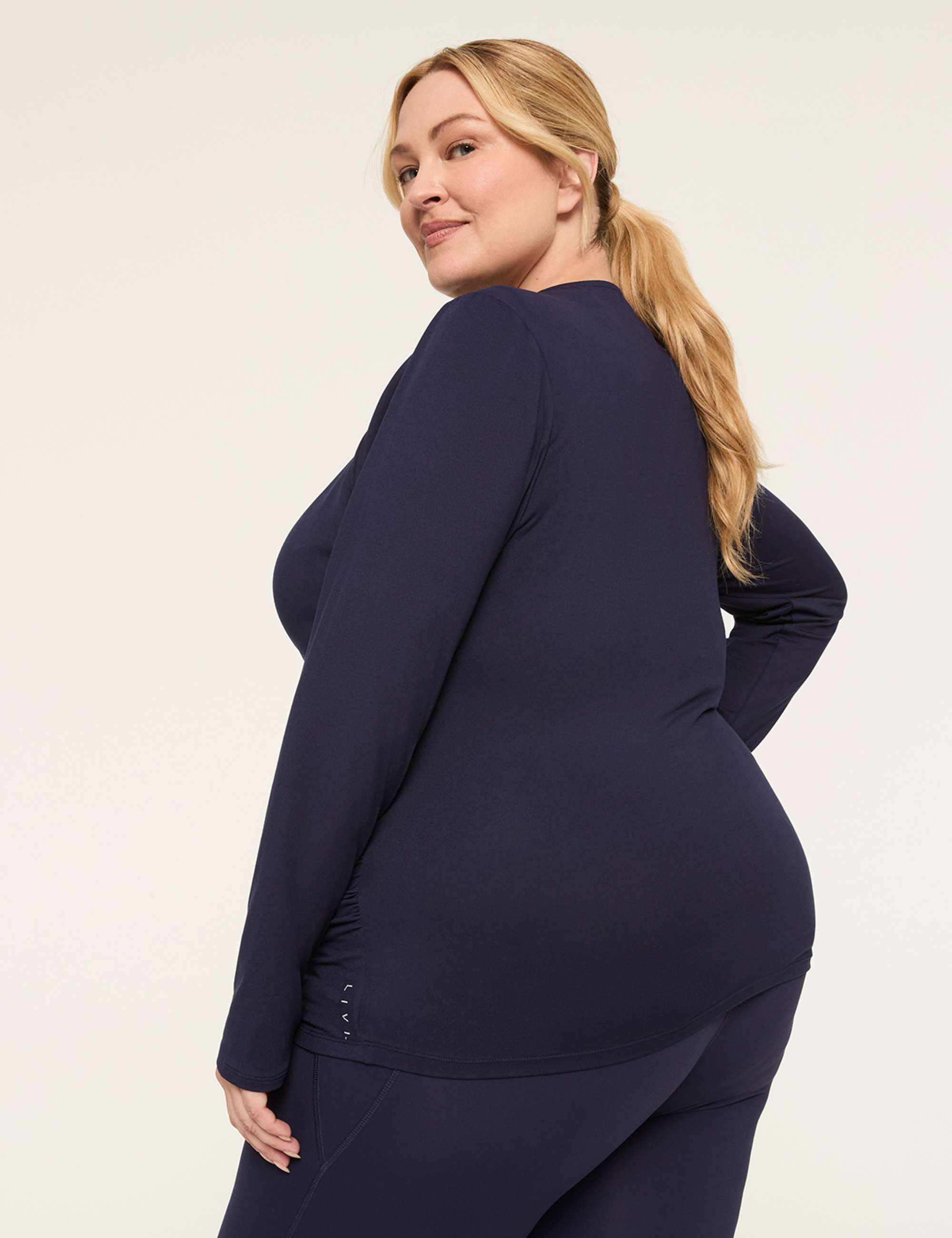 LIVI Soft Faux-Wrap Side-Ruched Top